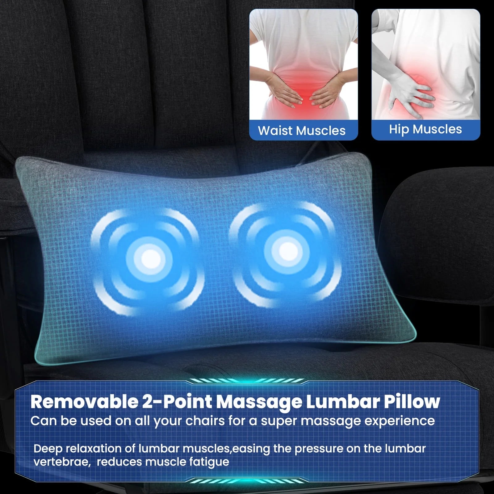 Big and Tall Fabric Office Chair 450Lbs, Executive Desk Chair with Massage Ergonomic Computer Chair with Footrest Reclining Desk Office Chair with Lumbar Support for Home Office