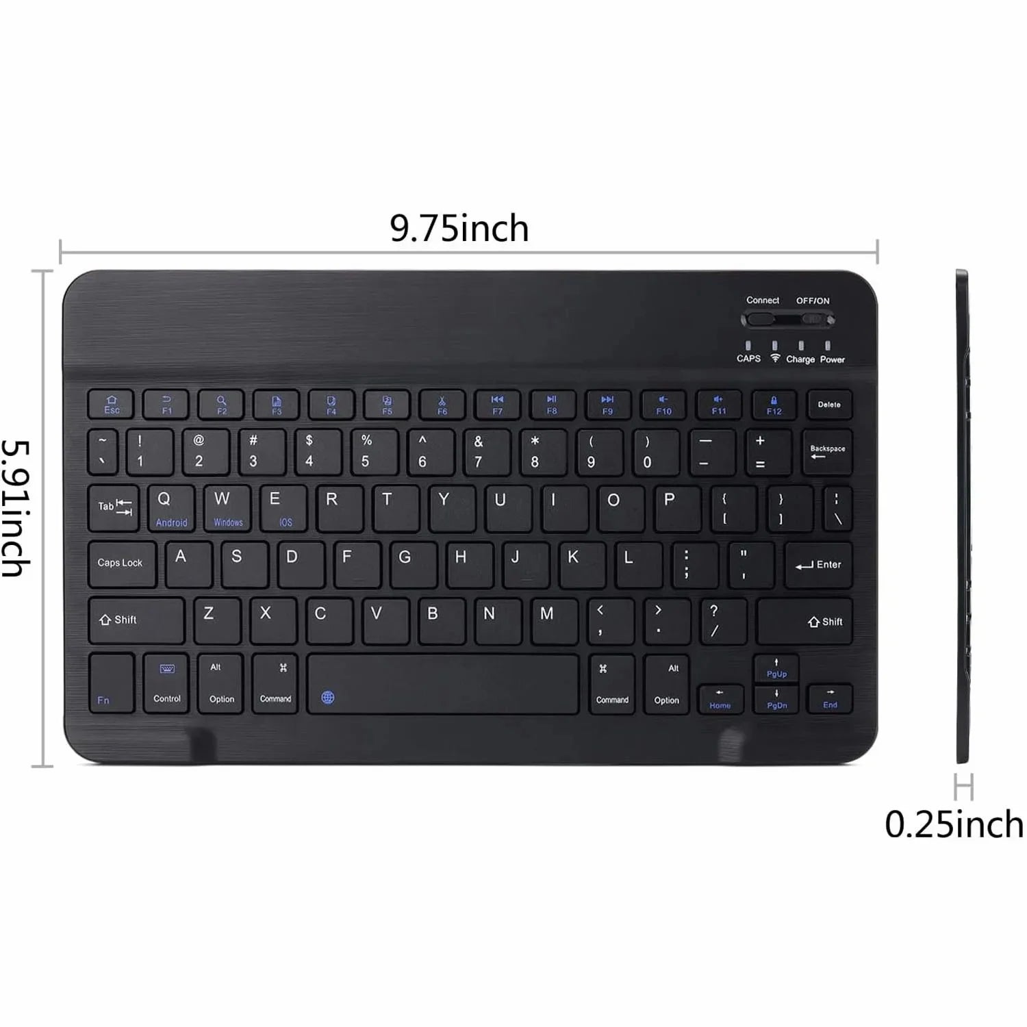Ultra-Slim Rechargeable Bluetooth Keyboard Portable Compact Wireless Keyboard for Android Windows Samsung Galaxy Tab Tablet Smartphone Cell Phone Ios Iphone Ipad,(Black)