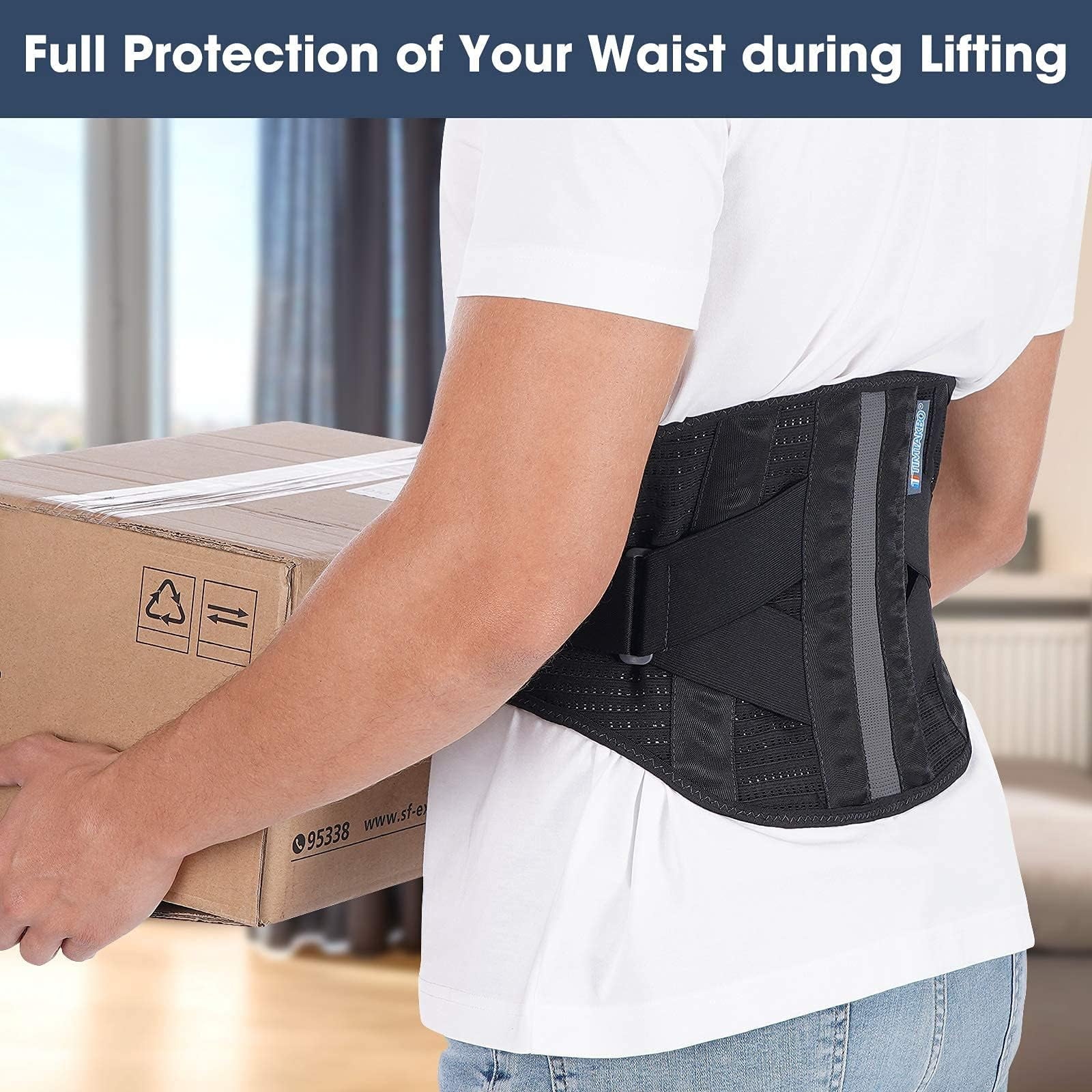 3X plus Size Back Brace Support Belt, Lower Back Brace for Pain Relief, Back Support Brace for Lifting at Work, Scoliosis Pain Relief Brace (Black, XXXL Fits 47”-55” Belly Wais