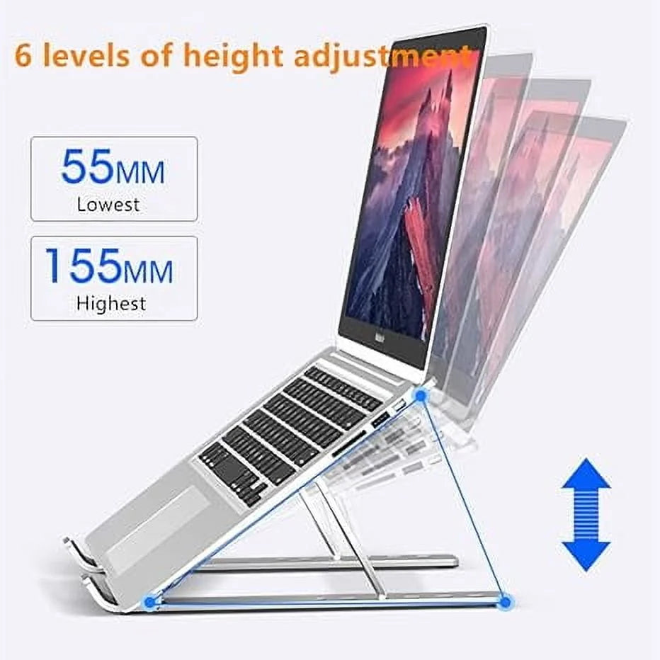 Laptop Stand for Desk, Adjustable Laptop Riser Abs+Silicone Foldable Portable Laptop Holder, Ventilated Cooling Notebook Stand for 10-15.6” Laptops
