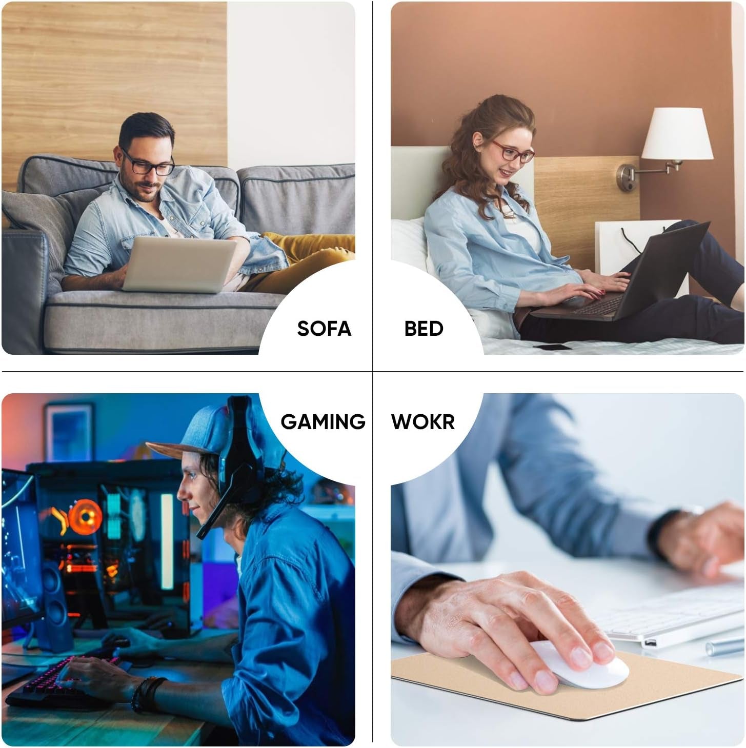 Mouse Pad, Gold Premium Hard Metal Aluminum Mousepad, Double Side Waterproof Ultra Smooth Mouse Pad for Fast and Accurate Mouse Control for Office and Gaming, 9.4 X 7.9Inch