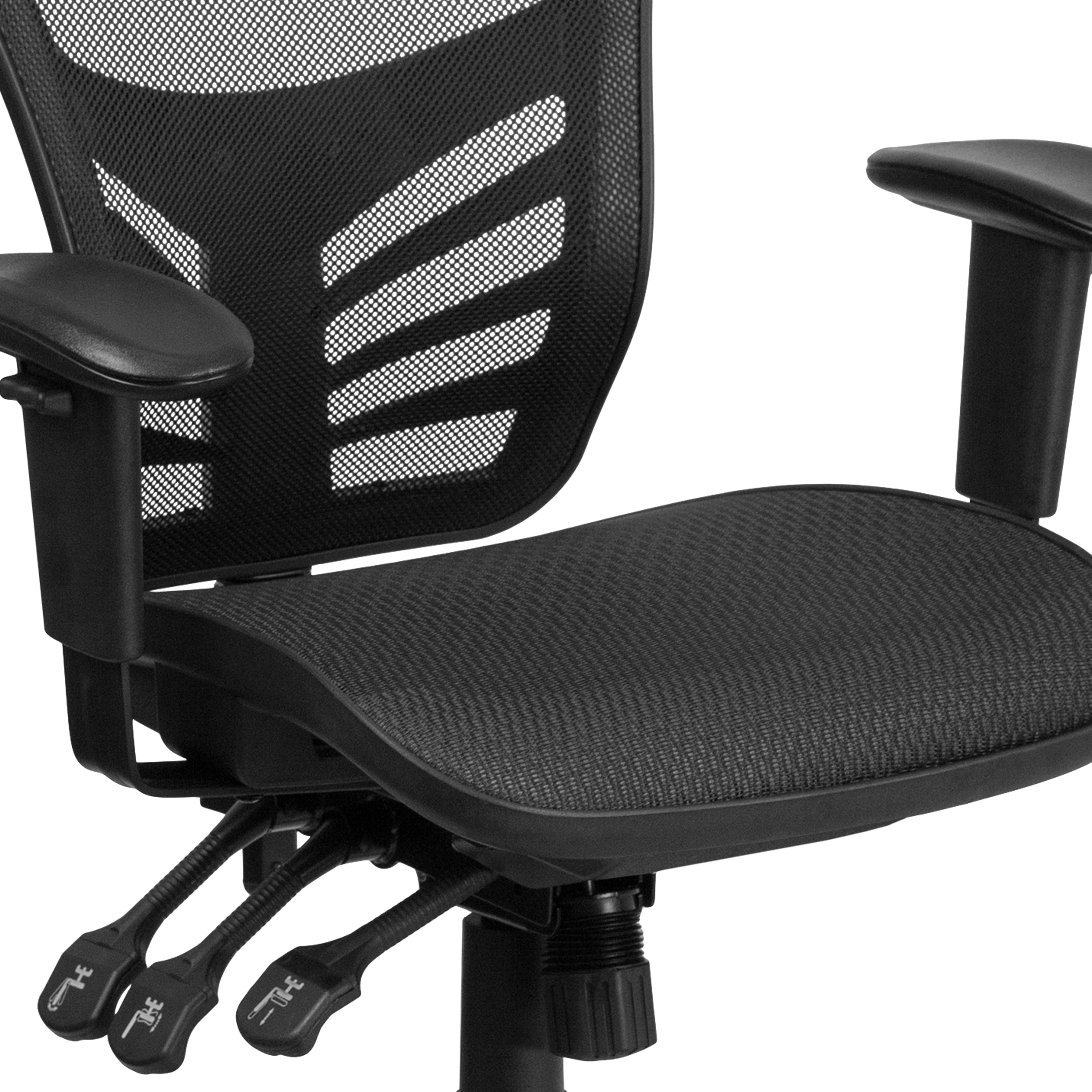Mid-Back Transparent Black Mesh Multifunction Executive Swivel Ergonomic Office Chair with Adjustable Arms