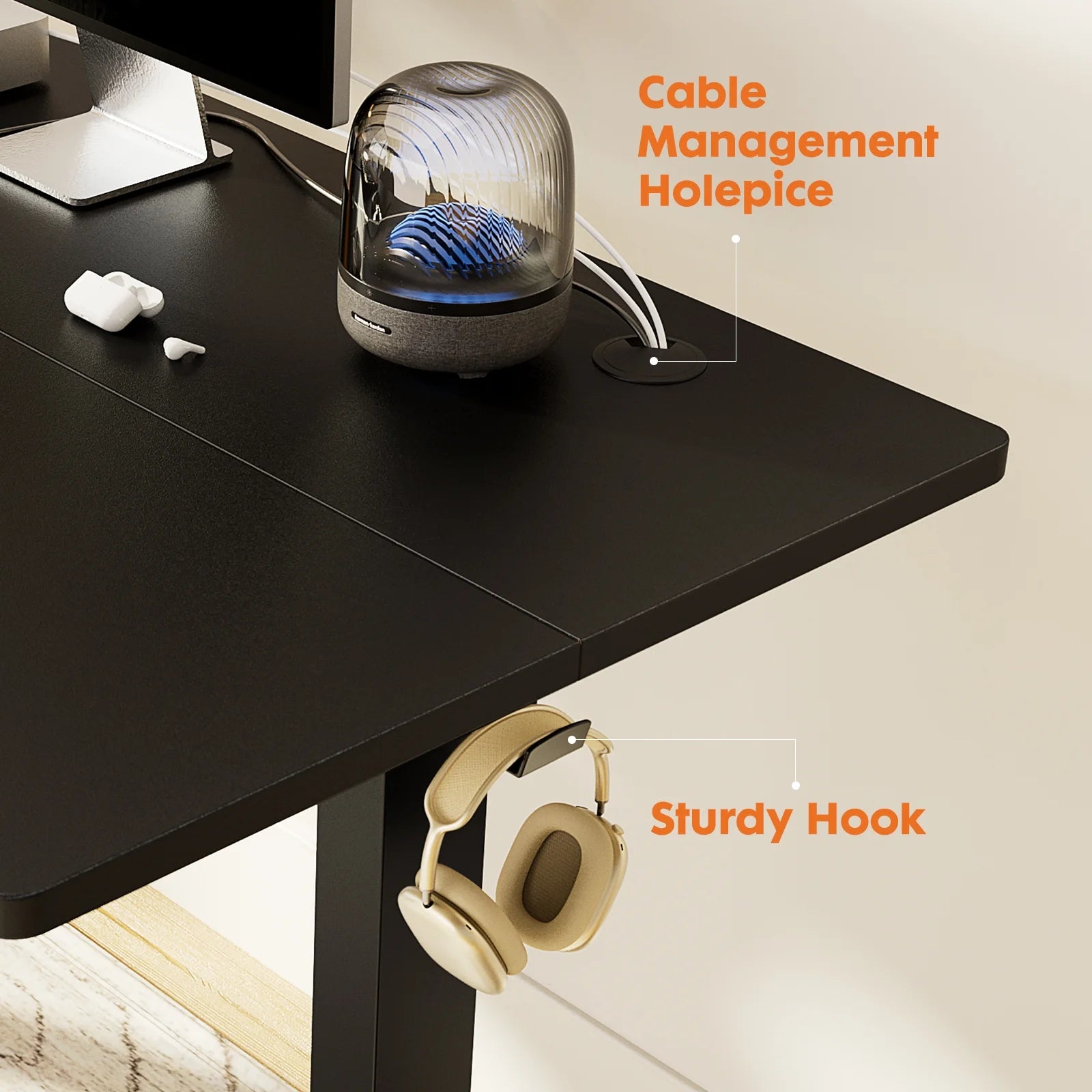 Electric Standing Desk, 55''X24'' Height Adjustable Desk, Home Office Desk with Electric Lift, Sit Stand Desk Workstation for Home Office, Black