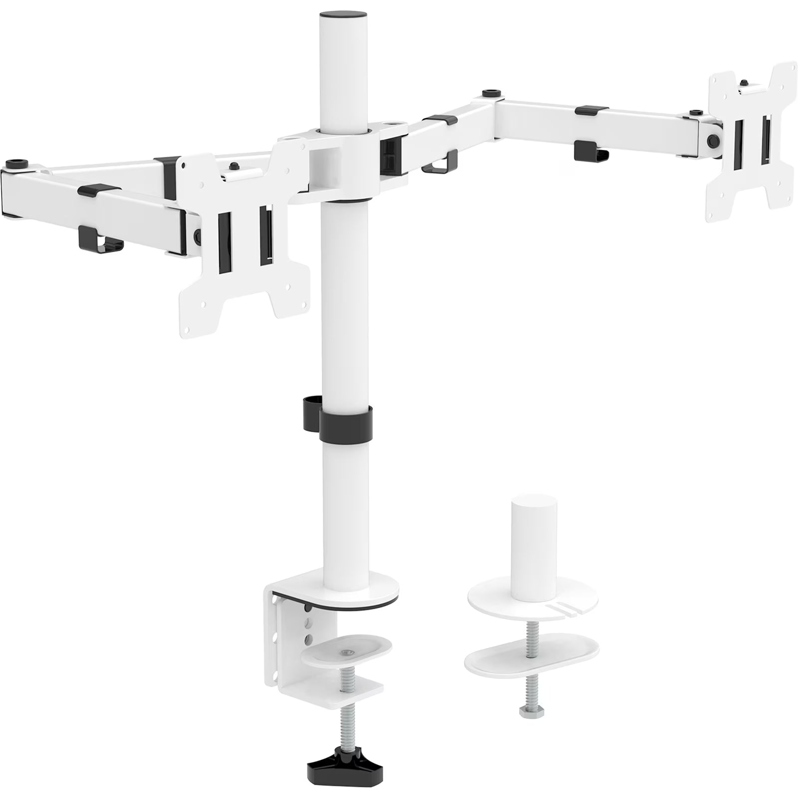 M002-W Dual LCD Monitor Mount Stand with Fully Adjustable Desk