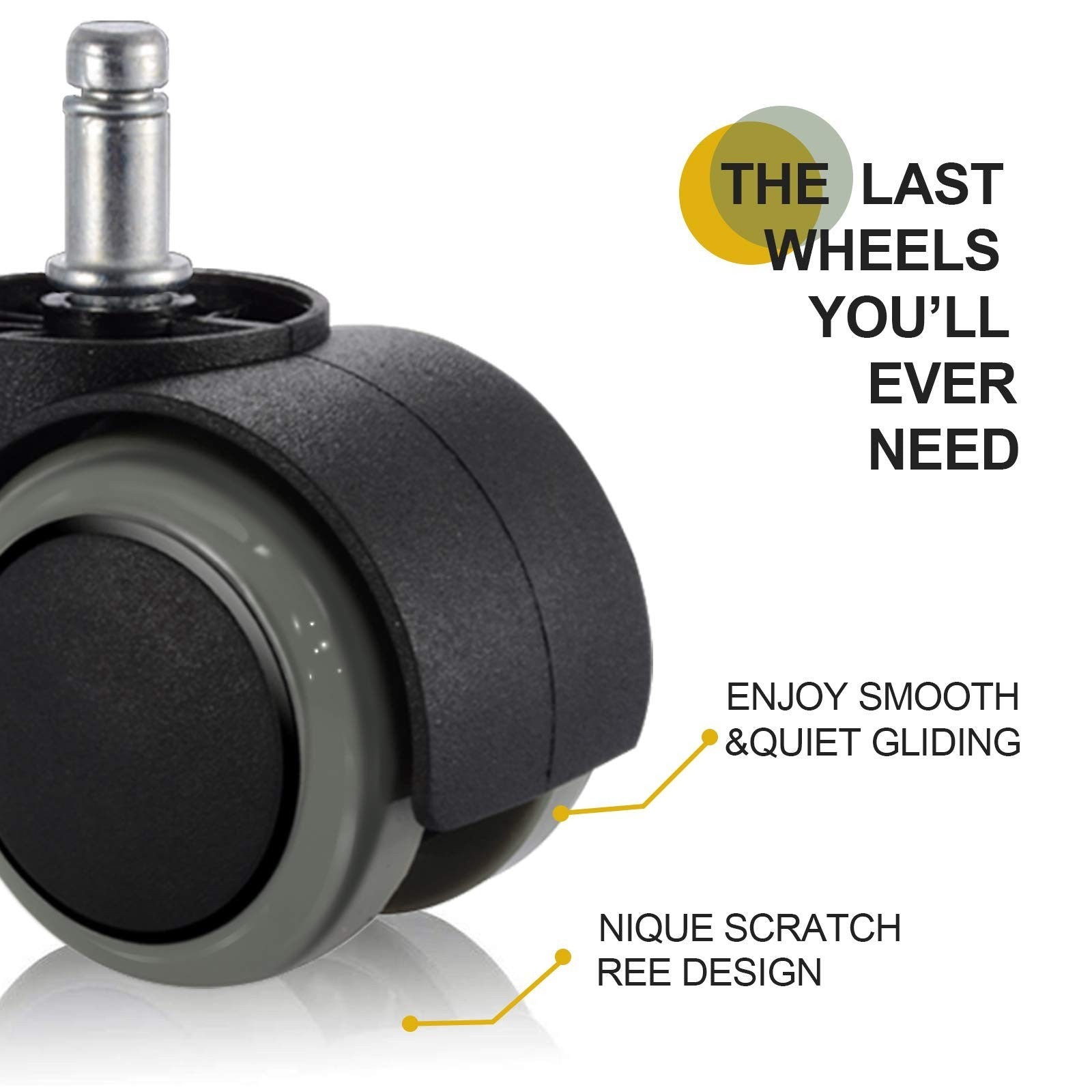 Pchero Office Chair Wheels Replacement for IKEA Chairs, 10Mm Stem (Set of 5),...