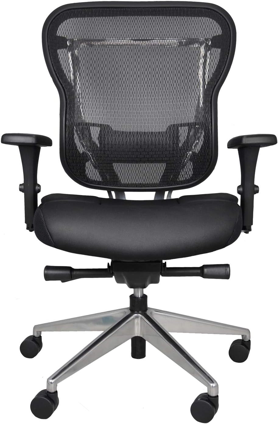 Aloria Series Office Chair Ergonomic Executive Computer Chair, Genuine Leather Seat Cushion, Mesh Back, Adjustable Lumbar Support Swivel and Tilt High-Back (Black)