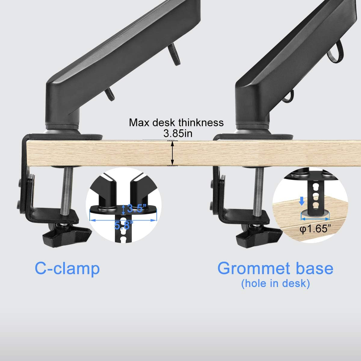 Dual Monitor Mount Stand-Height Adjustable Gas Spring Monitor Arm Desk Mount for 2 Computer Screens 17 to 32 Inches - Each Arm Holds up to 22Lbs,Black(Md8Sp)