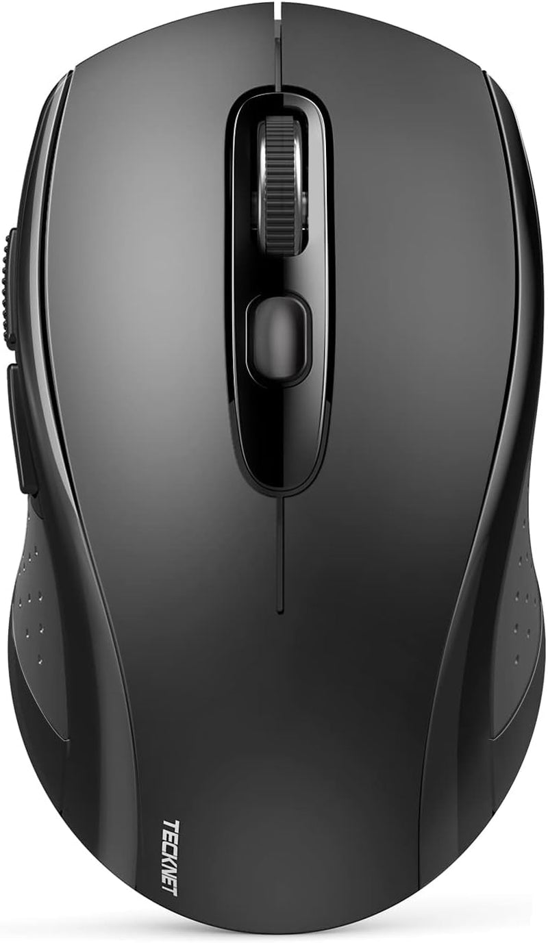 Bluetooth Mouse, 2-In-1(Bt 5.0/3.0+2.4Ghz) 4000DPI Wireless Mice with USB Connect Available for Laptop Computer, Portable PC Mouse Bluetooth for Mac (USB-A+BT Wireless Connect, Black)