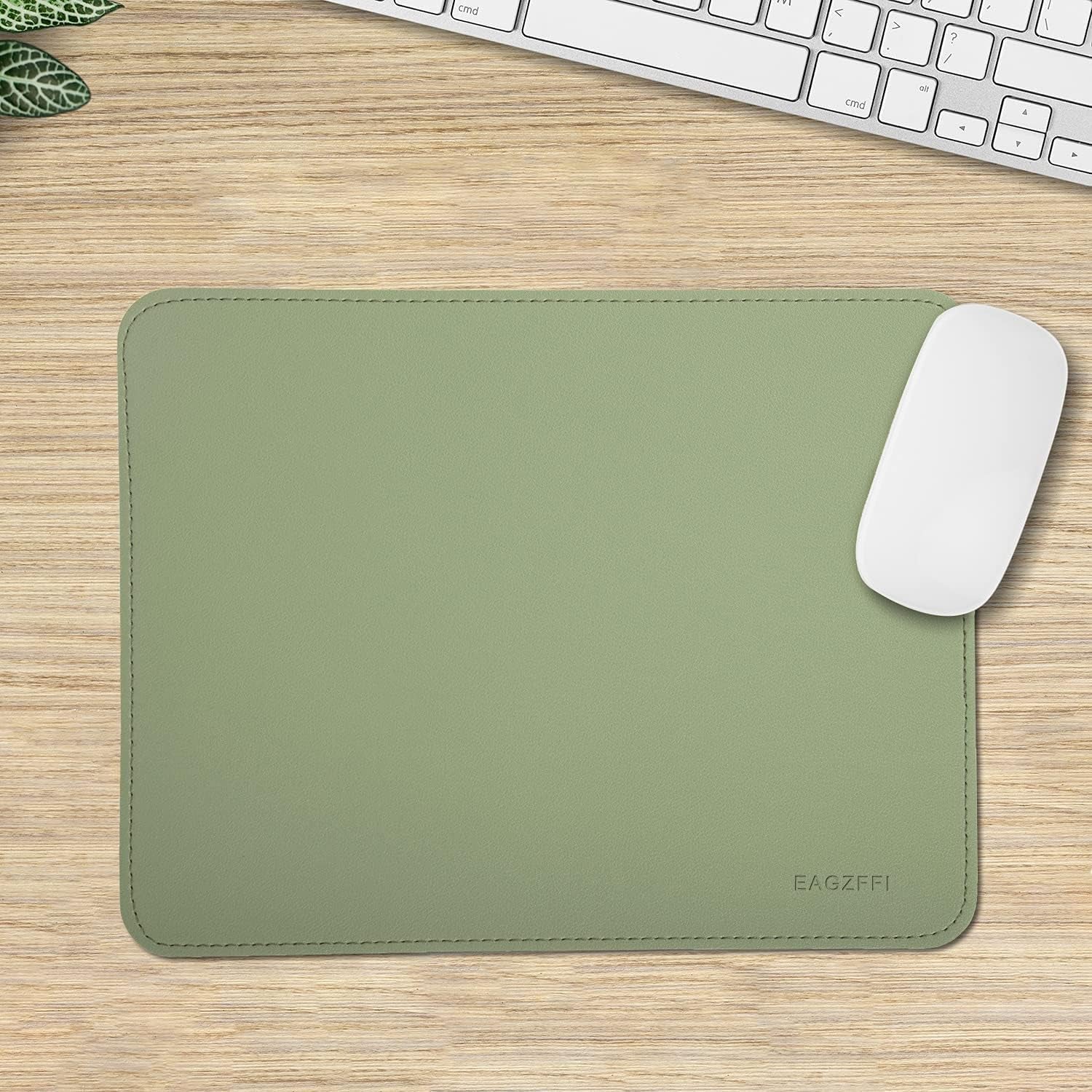Leather Mouse Pad,Wood Mouse Pad,Double Side Mouse Pad,Stitched Edges,Equipped with Coaster Mouse Pads for Laptop,Office & Home,1 Pack,8Inch11Inch, (Matcha Green)