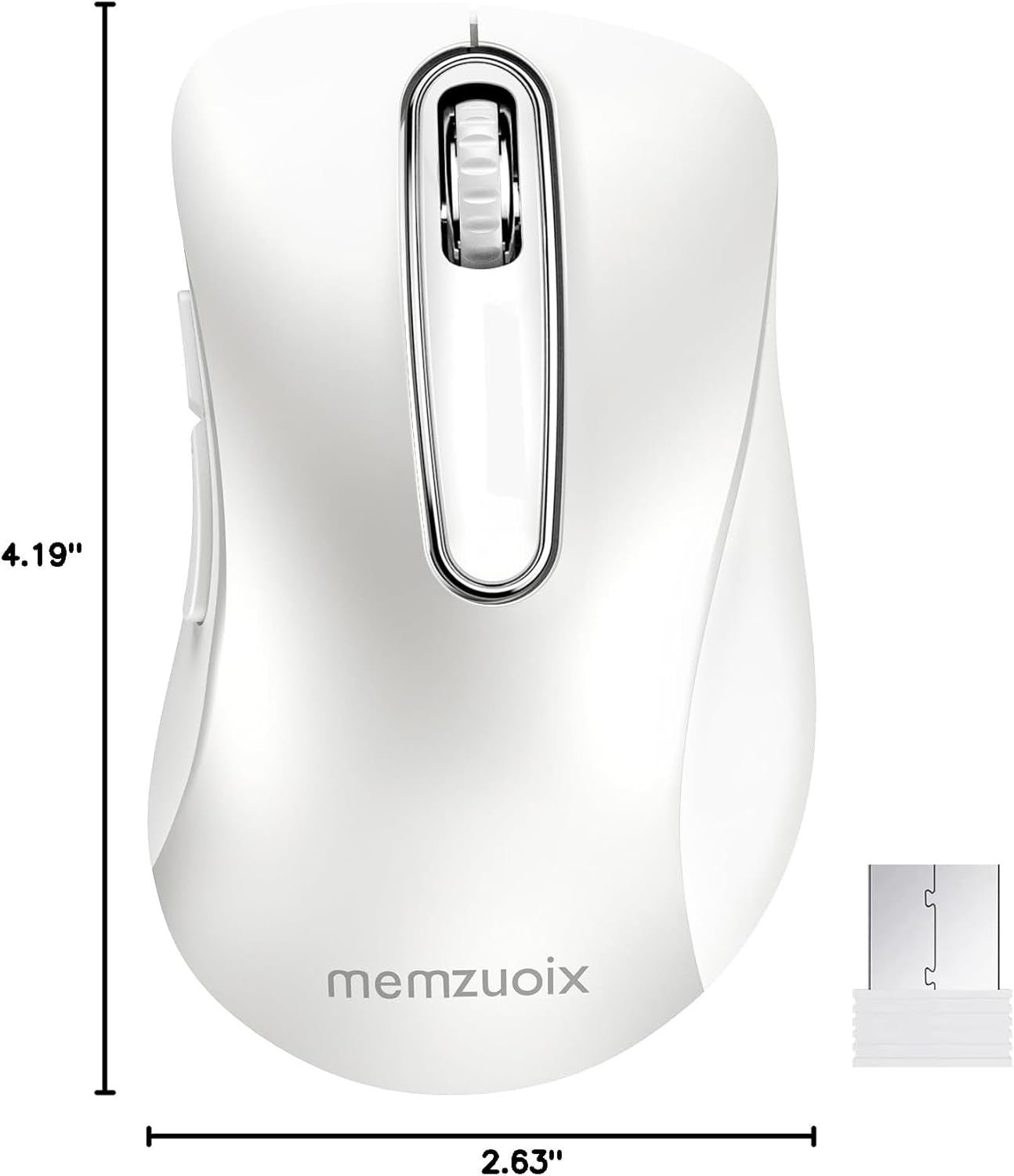 2.4G Wireless Mouse, 1400 DPI Computer Mice with USB Receiver, Portable Wireless USB Mouse Battery Powered Cordless Mice for Laptop, PC, Desktop, 5 Buttons (White)