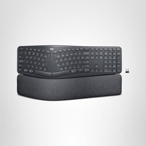 Logitech Ergo K860 Wireless Ergonomic Keyboard - Split Keyboard, Wrist Rest, Natural Typing, Stain-Resistant Fabric, Bluetooth and USB Connectivity, Compatible with Windows/Mac, Black