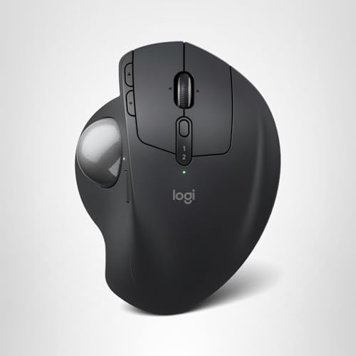 Logitech MX Ergo S Advanced Wireless Trackball Mouse, USB-C Rechargeable Wireless Ergonomic Mouse with Bluetooth and Encrypted Dongle, 6 Programmable Buttons, for PC/Mac - Graphite