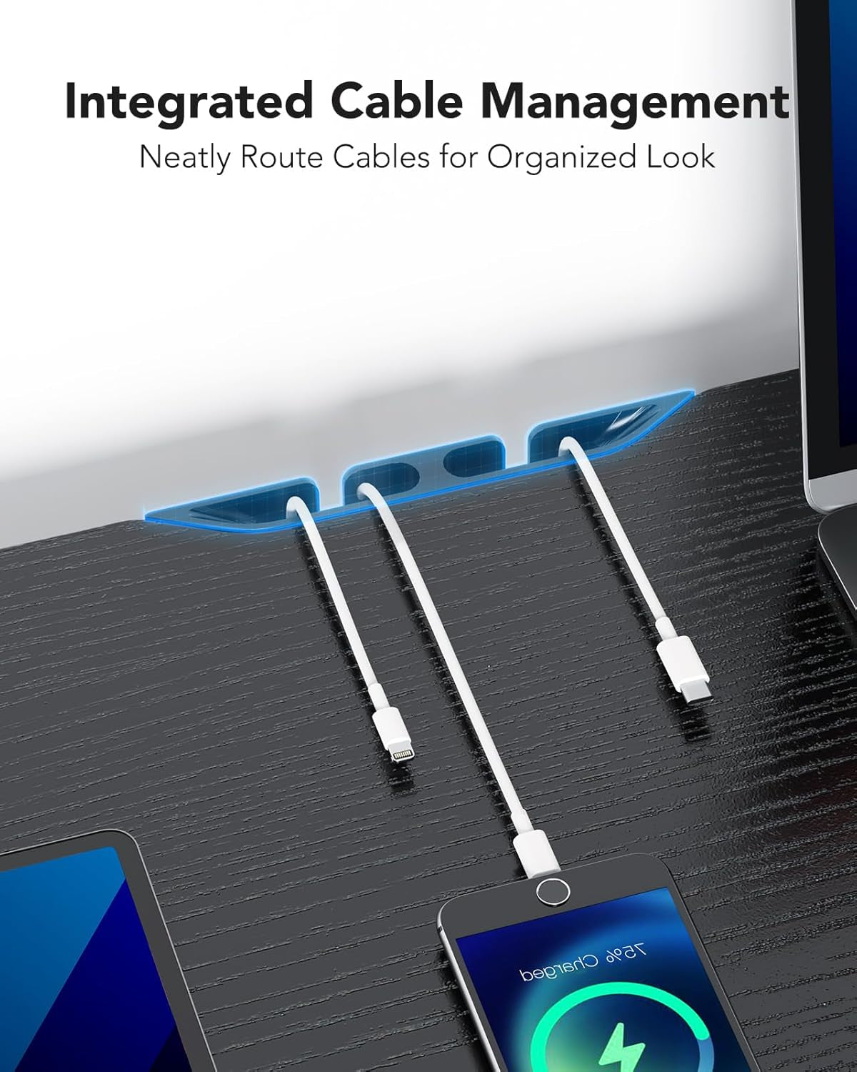 Large Dual Monitor Stand with Drawer, Wood Monitor Stand Riser for 2 Monitors Wi