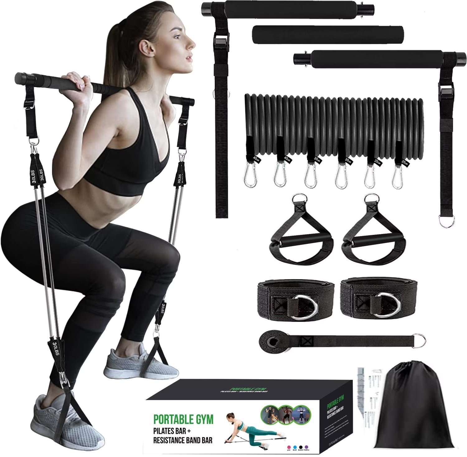 Pilates Flexband Kit with Resistance Bands, Black