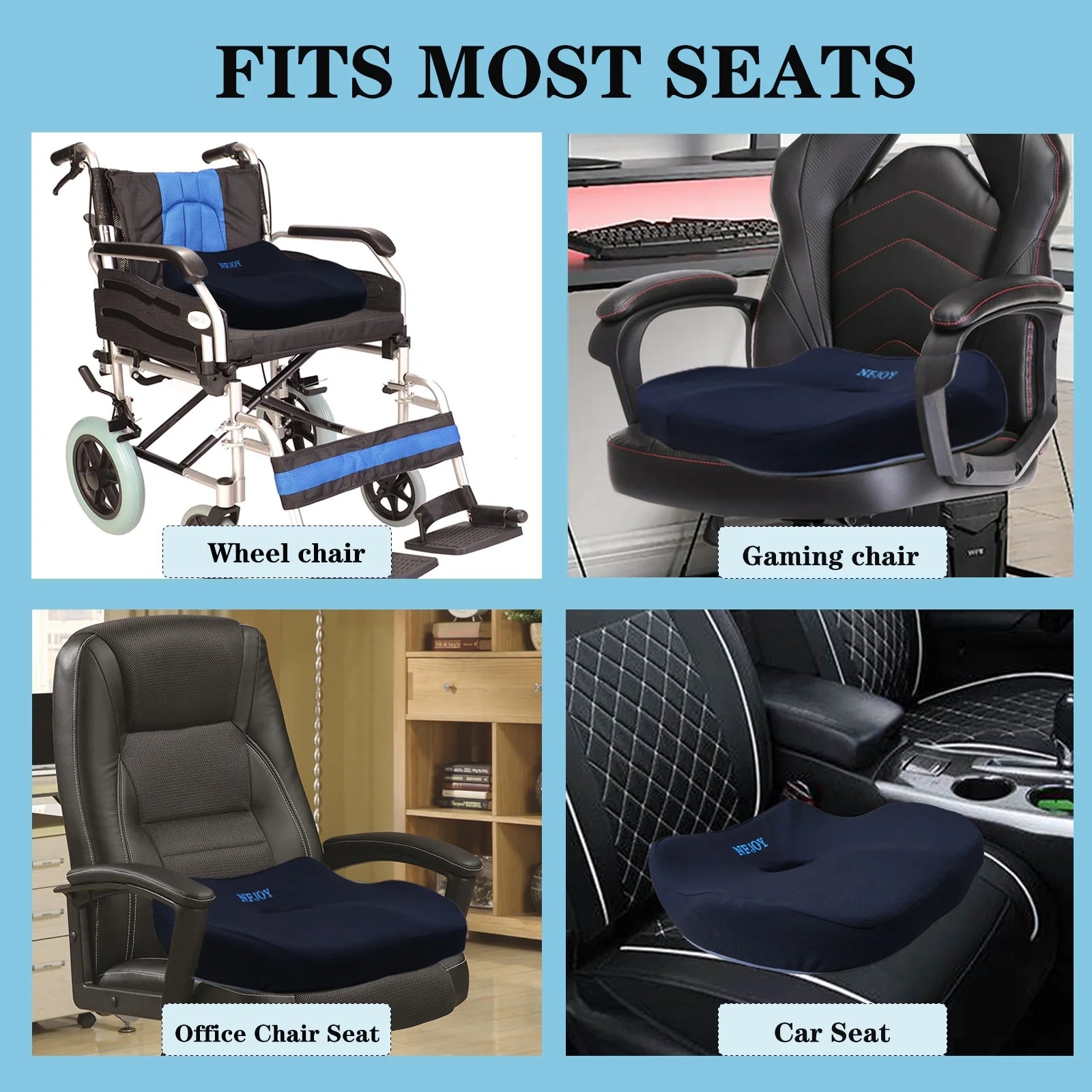 Donut Pillow for Tailbone Pain Office Chair Cushion Car Seat Cushion Hemorrhoid Pillow Memory Foam Seat Cushion Coccyx Cushion Butt Pillow Wheelchair Cushion, Black