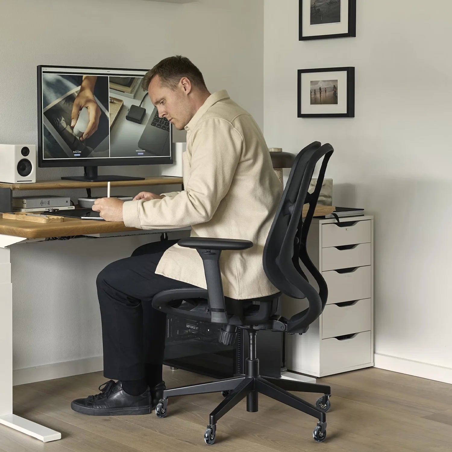 Office Chair Caster Wheels Replacement Rubber Caster Wheels, 5PCS Rollerblade Wheels for Hardwood Floors