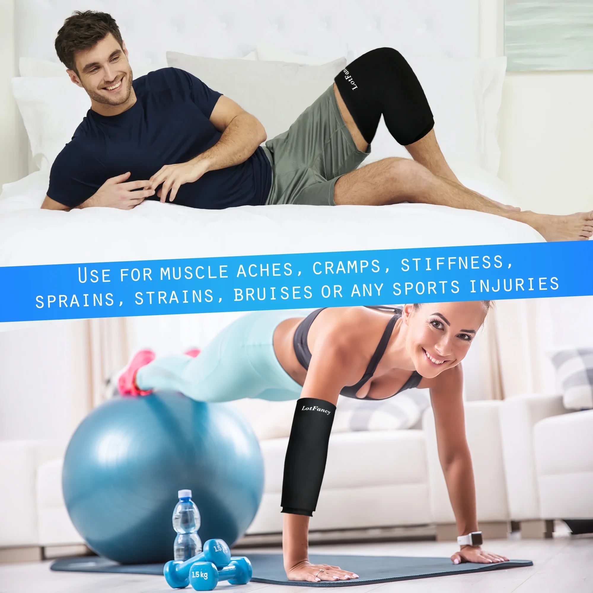 Athletic Compression Sleeve, XL, Hot & Cold Therapy, Black