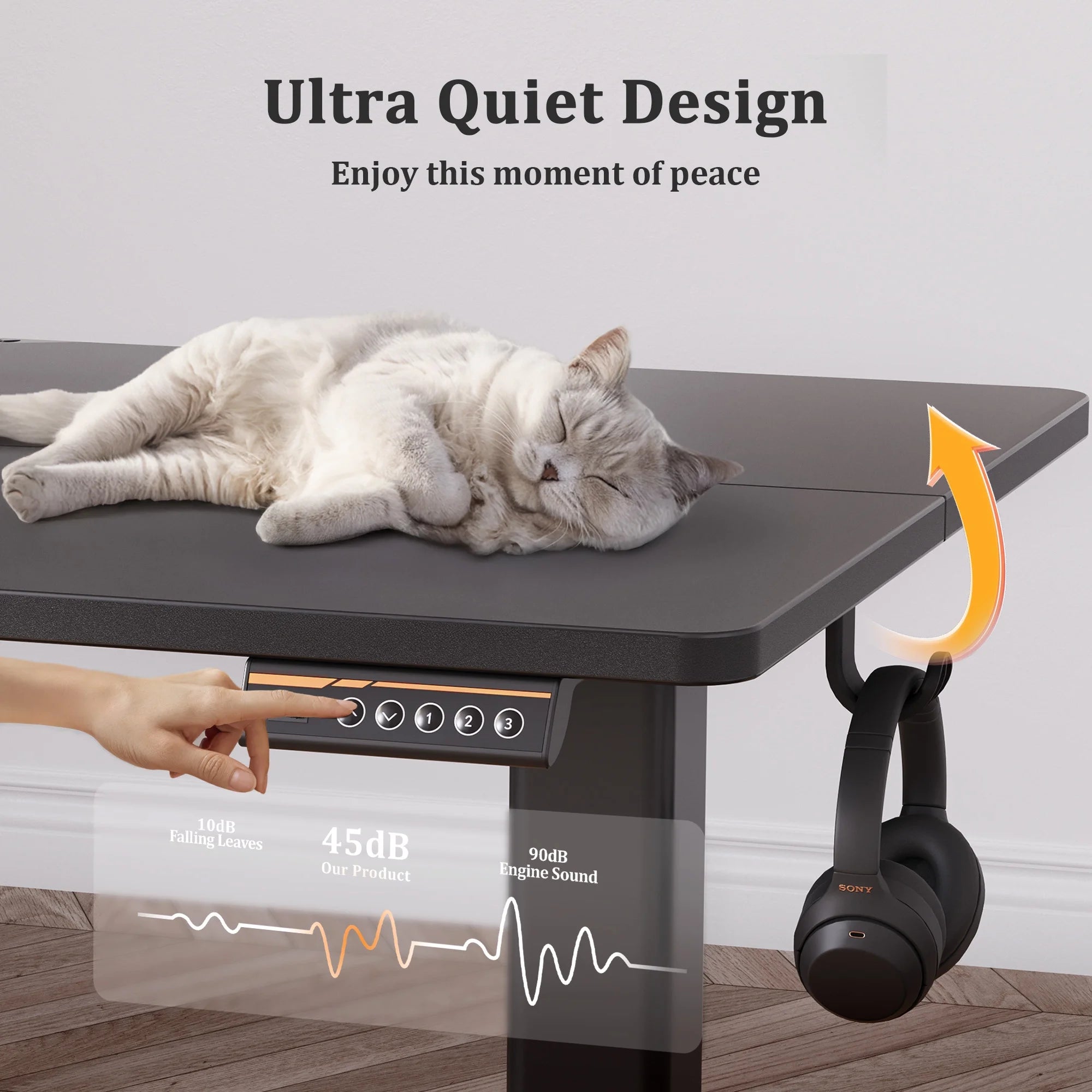 Electric Standing Desk, Adjustable Height Stand up Desk, 55X24 Inches Sit to Stand Home Office Computer Desk with Splice Board, Black Frame/Black Top