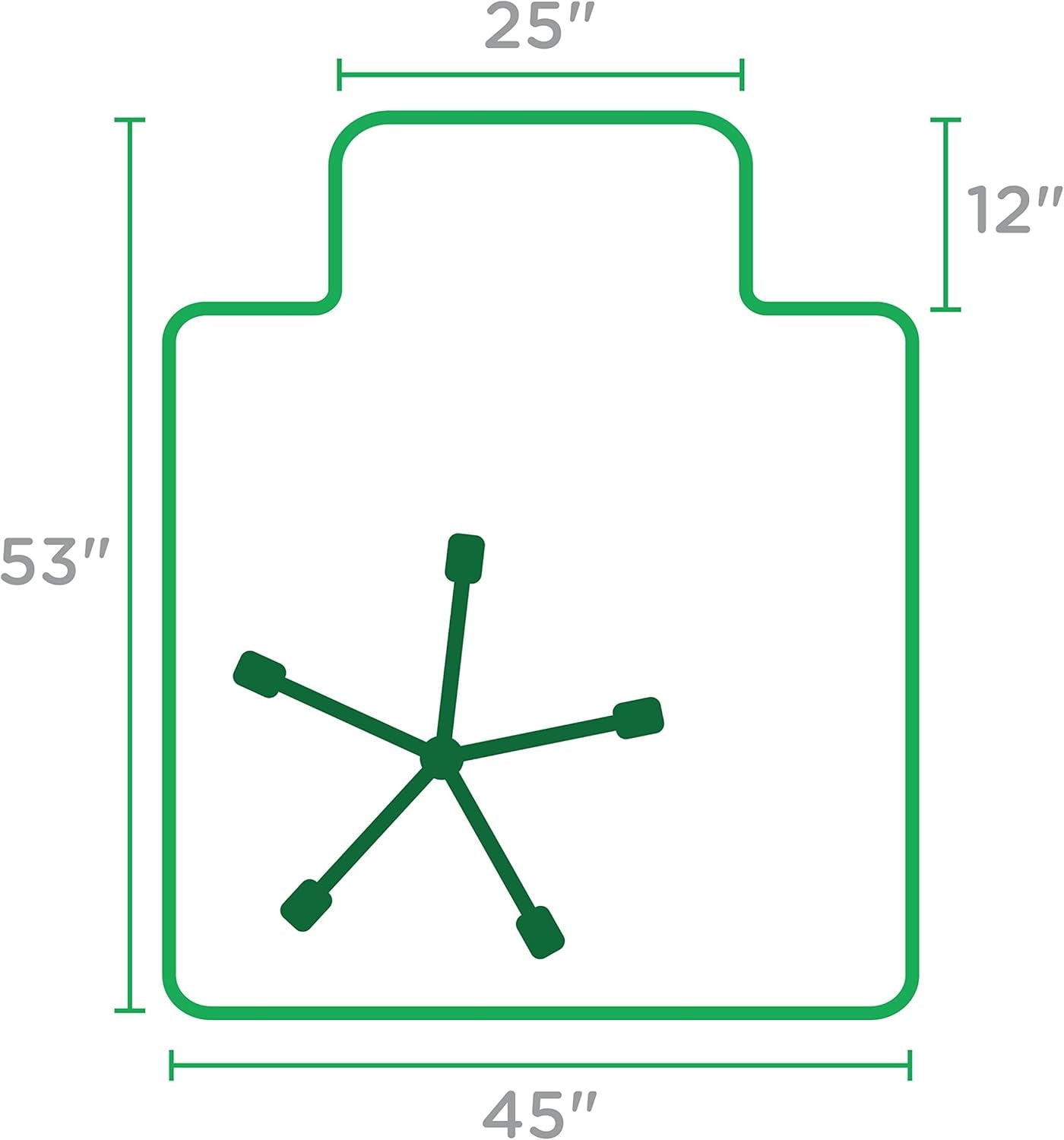 Low Pile Carpet Office Mat Chair Mat with Lip, 45" X 53" X .11"