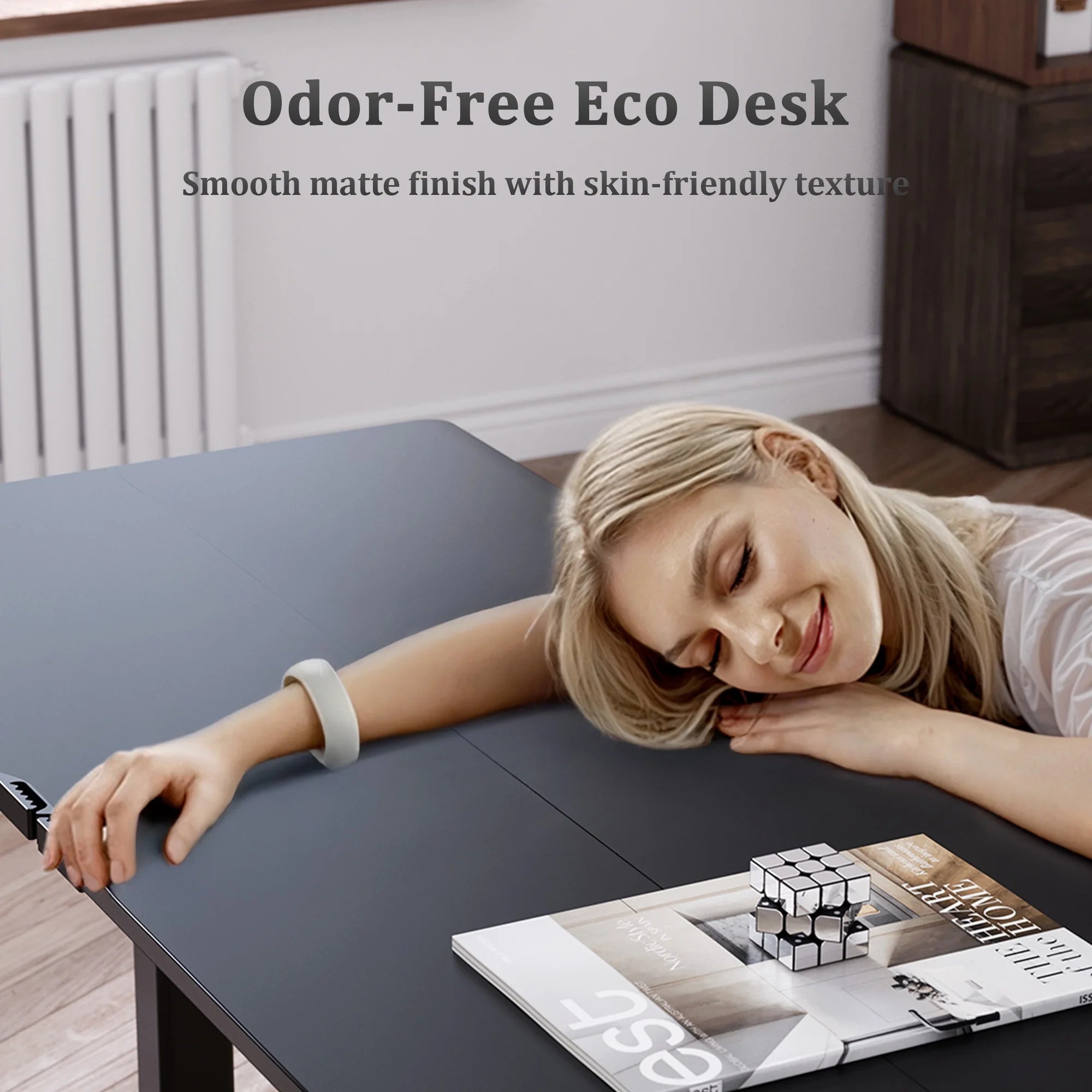 Electric Standing Desk, Adjustable Height Stand up Desk, 55X24 Inches Sit to Stand Home Office Computer Desk with Splice Board, Black Frame/Black Top