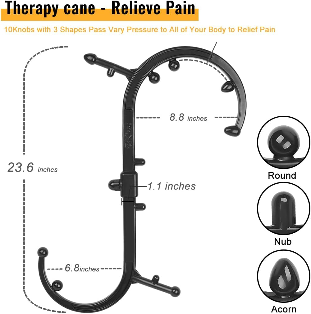Trigger Point Massager for Neck and Back, Handheld Manual Self Massage Tool, Lower Back and Shoulder Massager, Myofascial Release - Deep Muscle Massage