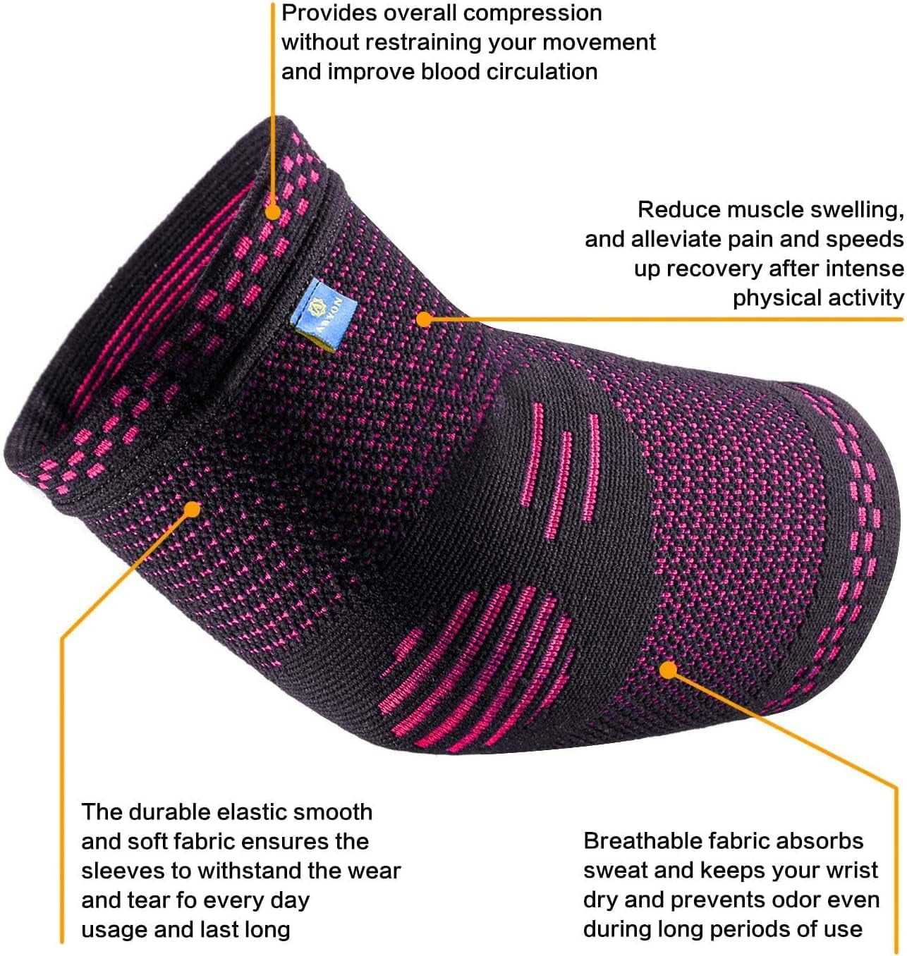 Compression Elbow Support, 1 Piece Compression Sleeve + 2 Pcs Tennis Elbow Pads for Men Women Pain Relieves Tendonitis, Arthritis, Tennis Elbow, Epicondylitis