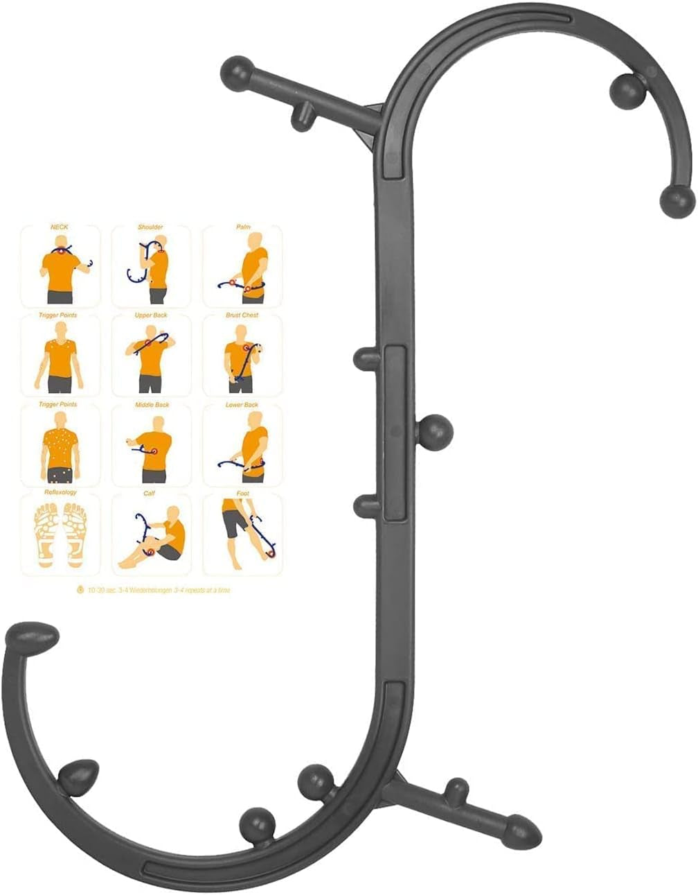 Trigger Point Massager for Neck and Back, Handheld Manual Self Massage Tool, Lower Back and Shoulder Massager, Myofascial Release - Deep Muscle Massage