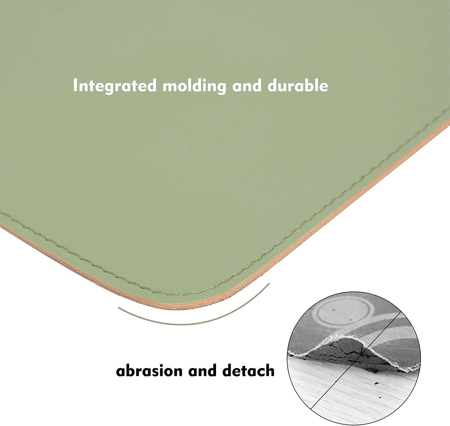 Leather Mouse Pad,Wood Mouse Pad,Double Side Mouse Pad,Stitched Edges,Equipped with Coaster Mouse Pads for Laptop,Office & Home,1 Pack,8Inch11Inch, (Matcha Green)