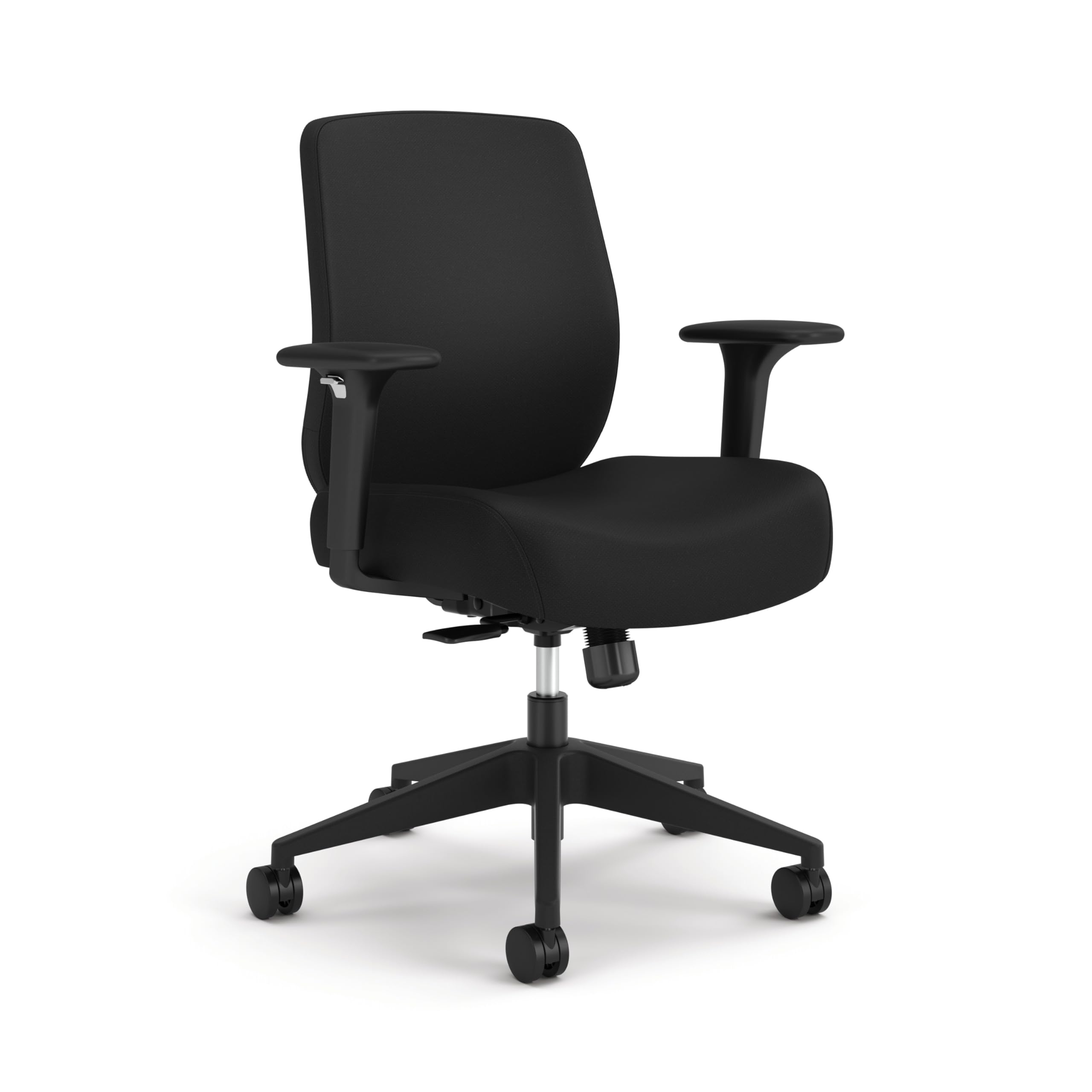 HON Altern Ergonomic Fabric Office Chair with Arms, Wheels, Foam Cushion Seat, Low Back Home Office Desk Chair Comfy, Height Adjustable Arms, Synchro-Tilt, Seat-Slide, Black