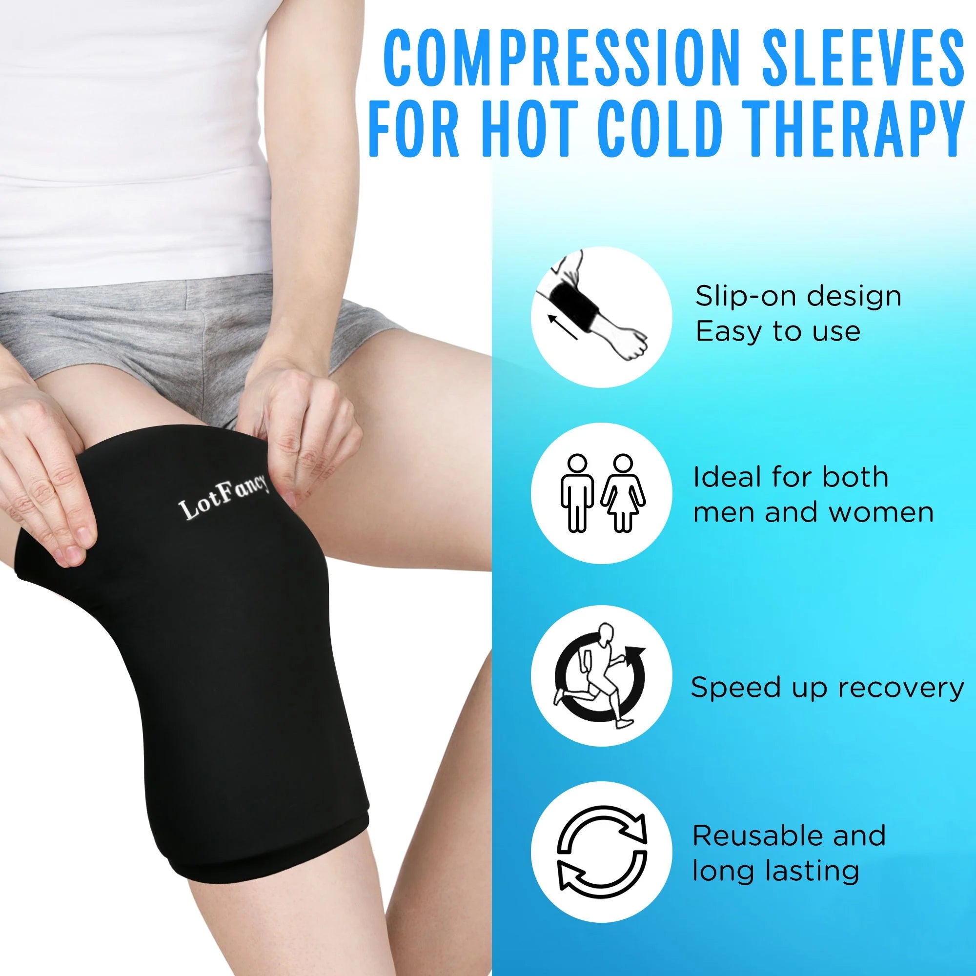 Athletic Compression Sleeve, XL, Hot & Cold Therapy, Black