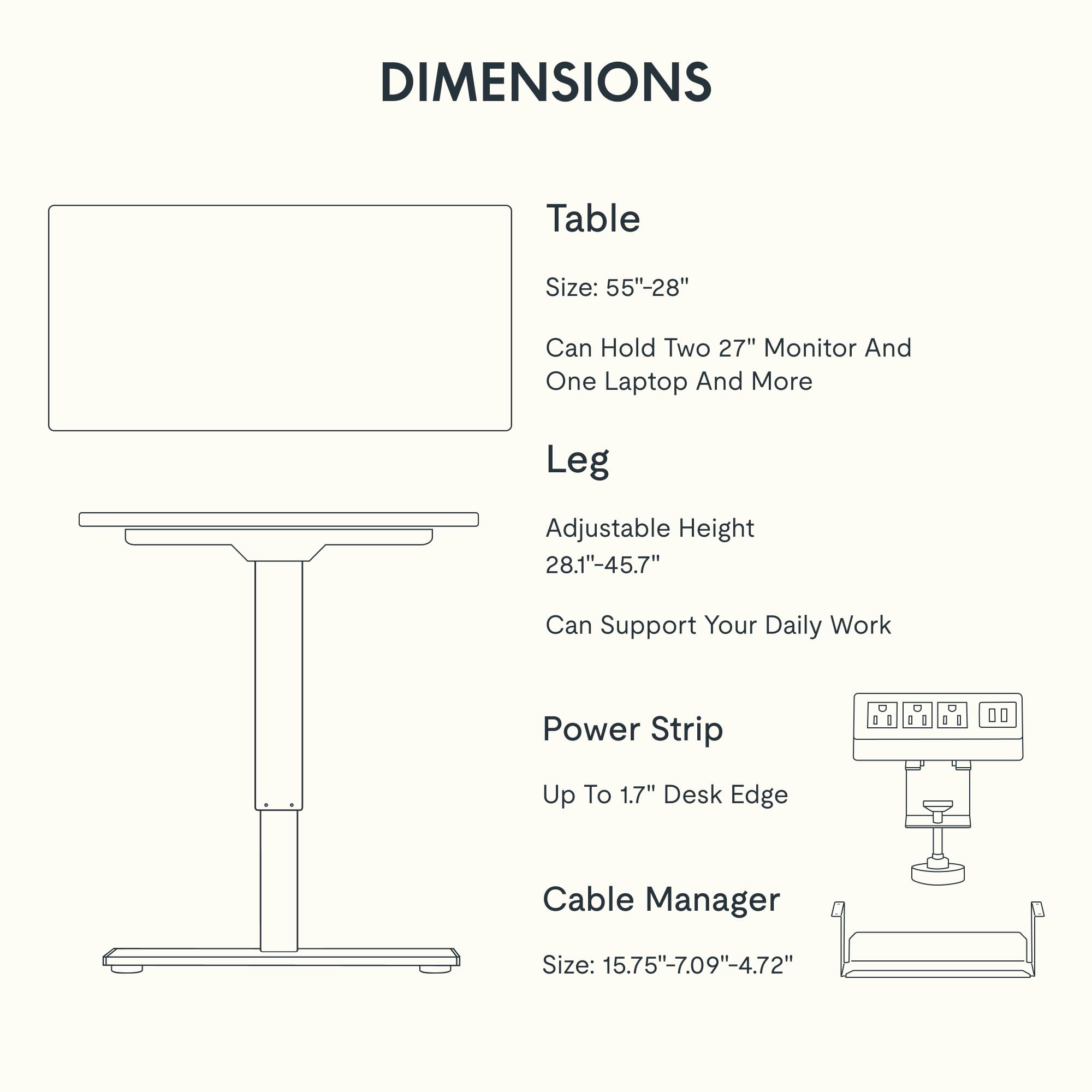 FLEXISPOT EN2 Whole-Piece Standing Desk with Clamp Power Strip, 55 x 28 Electric Stand Up Height Adjustable Desk with Cable Management (Black Frame + 55" Rustic Brown Desktop, 2 Packages)