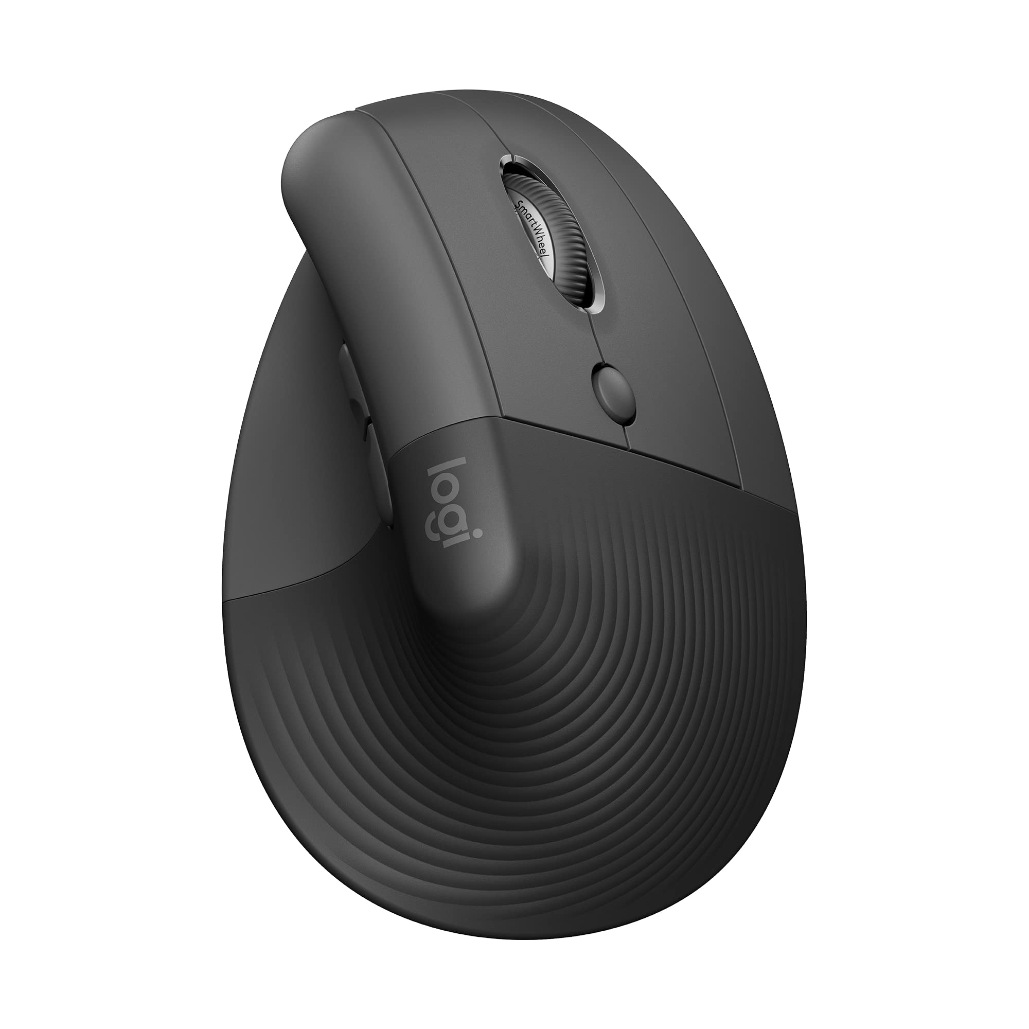 Logitech Lift Vertical Ergonomic Mouse, Wireless Bluetooth or USB Receiver, Quiet Clicks, 4 Buttons, Right Hand Wireless Mouse, Windows/macOS/iPadOS, Laptop, PC - Graphite