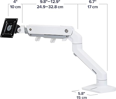Ergotron – HX HD Premium Heavy Duty Gaming Monitor Arm, Single Monitor Desk Mount – for 1000R Curved Ultrawide Monitors Up to 49 Inches, 28 to 42 lbs, VESA 75x75mm or 100x100mm – HD Pivot, White