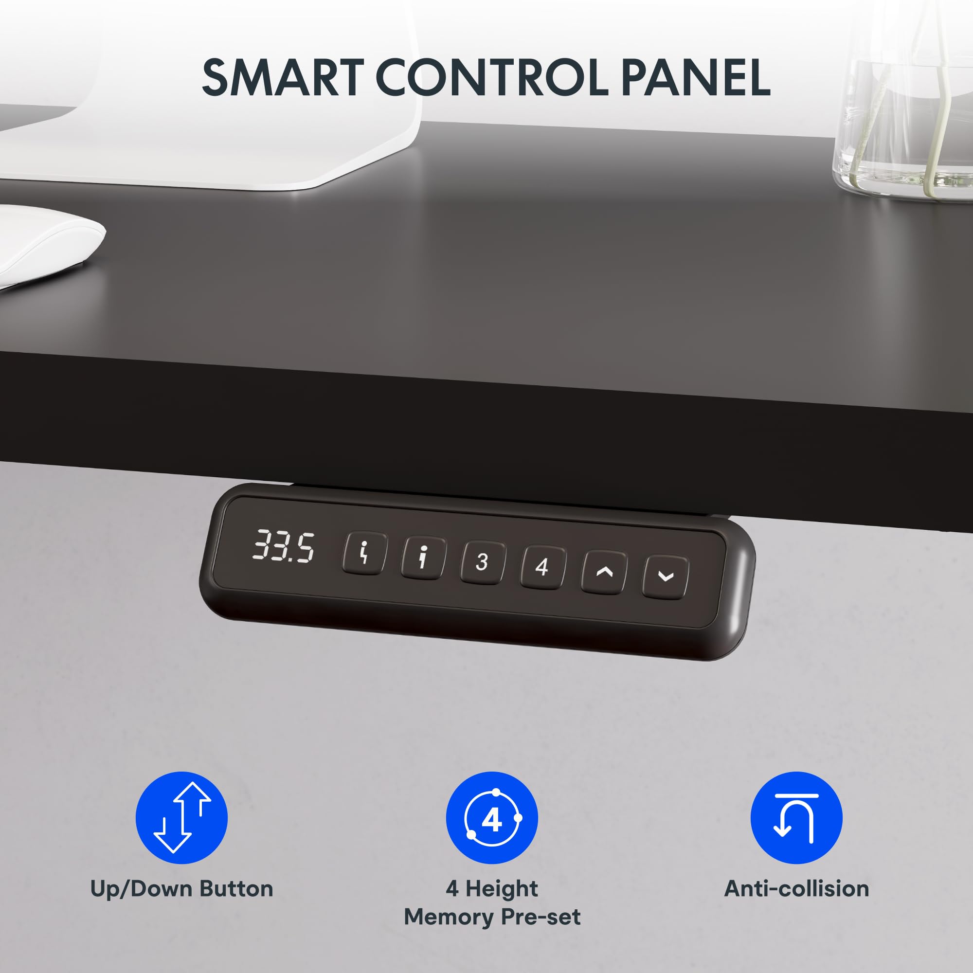 FLEXISPOT L Shaped Standing Desk, 63 x 55 Inch Electric Height Adjustable Corner Desk, Sit Stand Computer Workstation, Preset Controller, Home Office, Black Frame with Black Top