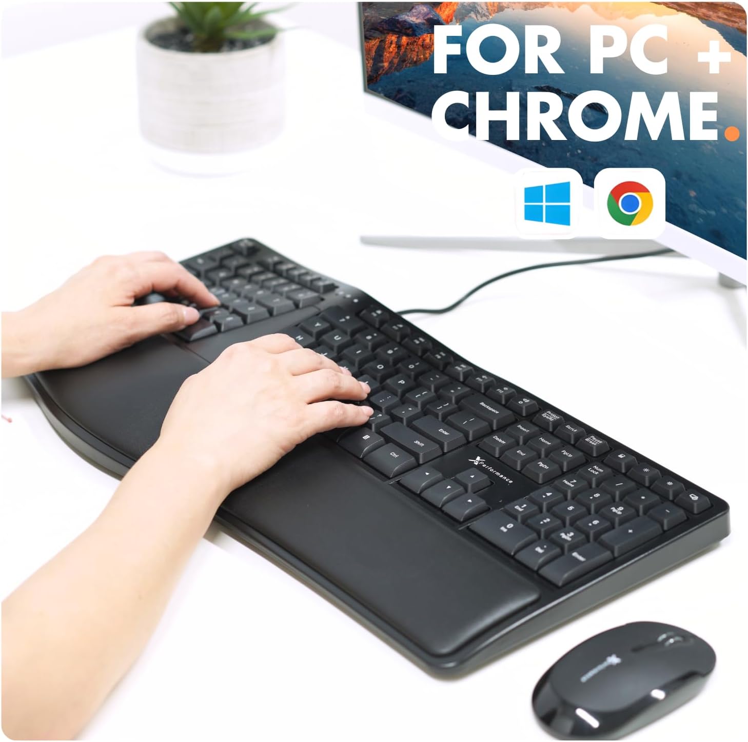 X9 Wired Ergonomic Split Keyboard with Cushioned Wrist Rest