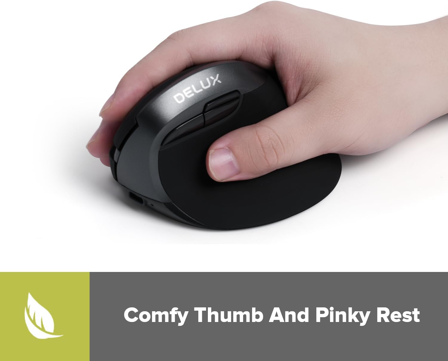 Wireless Vertical Mouse, Small Silent Ergonomic Mouse with BT 5.2 and USB Receiver, 6 Buttons and 4000 DPI, Rechargeable Mouse for Carpal Tunnel (M618Mini-Iron Gray)