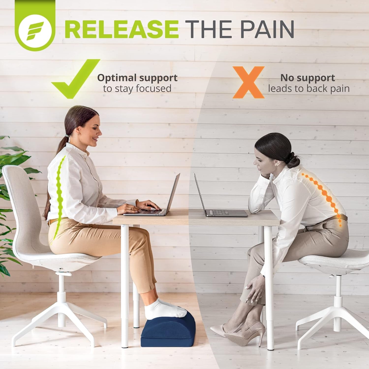 Foot Rest - Chiropractor-Endorsed Orthopedic Teardrop Design 2In1 Adjustable Premium under Desk Footrest for Lumbar, Back, Knee Pain (Navy Blue)