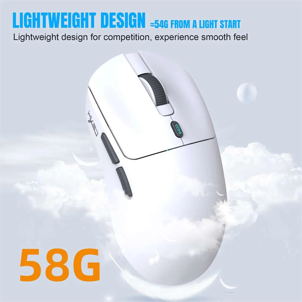 Wireless Gaming Mouse,Long Battery Standby,3 Mode Wired/2.4G/Bluetooth 5.1 Portable Rechargeable Gaming Mice for Pc/Mac/Computer/Laptop/Tablet,White