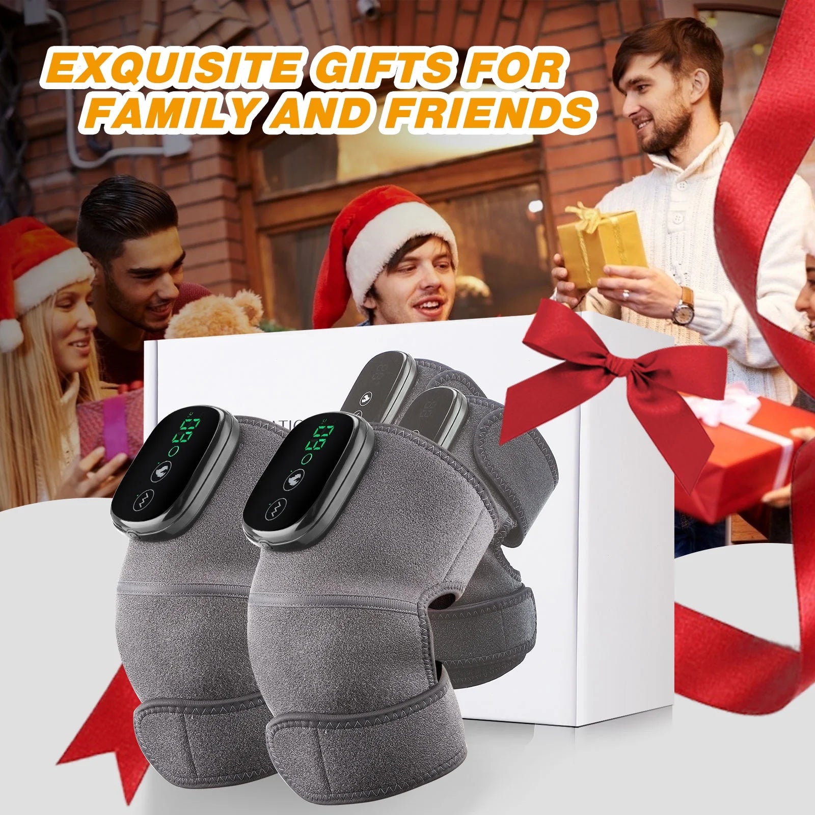 Cordless Knee Massager with Heated Vibration ,Heated Shoulder Knee Brace Wrap for Relax, Eletric Knee Heating Pad for Men Women,Heating Pad for Shoulder Knee 3 Adjustable Vibrations and Heating Modes