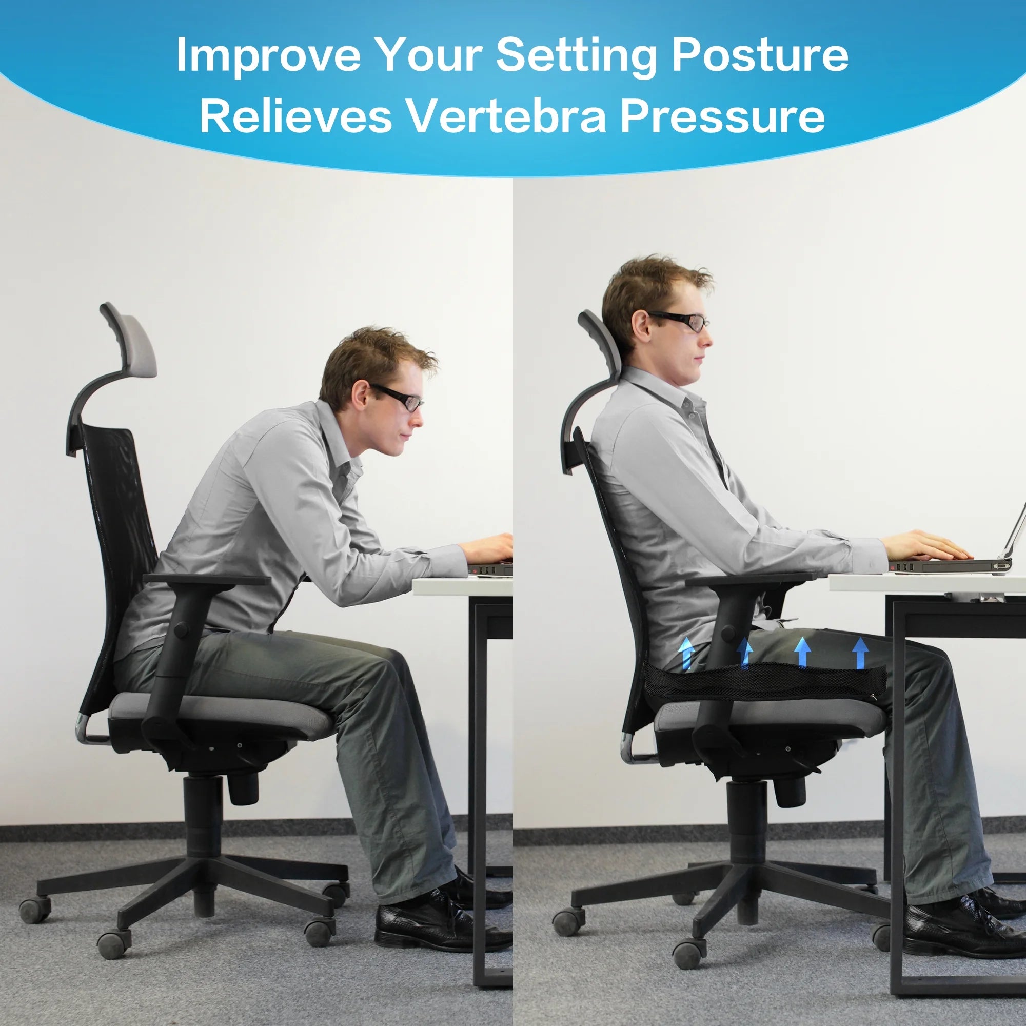 Memory Foam Seat Cushion - Chair Pillow, Drive Universal Gel and Memory Foam Posterior Seat Cushion