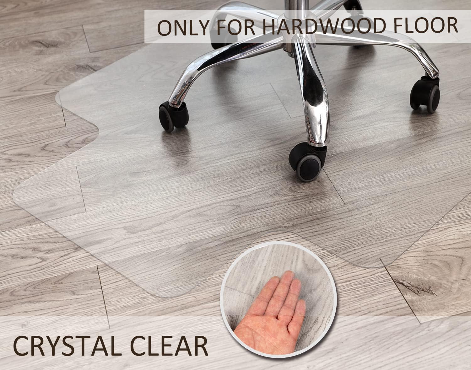 48" x 30" Office Chair Mat for Hardwood Floor - Clear Vinyl Desk Chair Protector with Easy Glide, Flat Without Curling for Home & Office