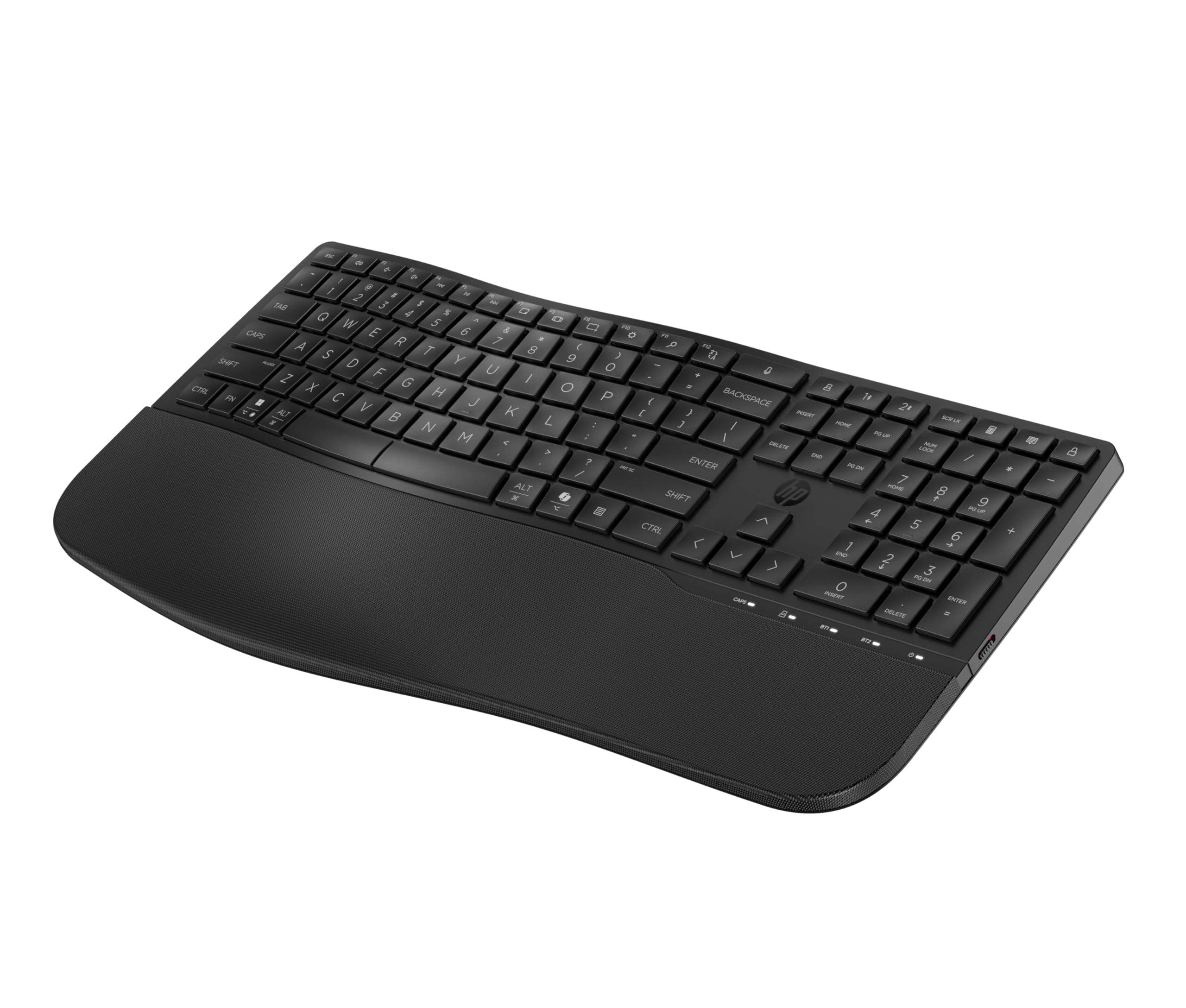 HP 680 Comfort Dual-Mode Keyboard, Microsoft Copilot, Adjustable, HP Unifying Dongle, 2.4G Bluetooth, Black, 8T6L8AA
