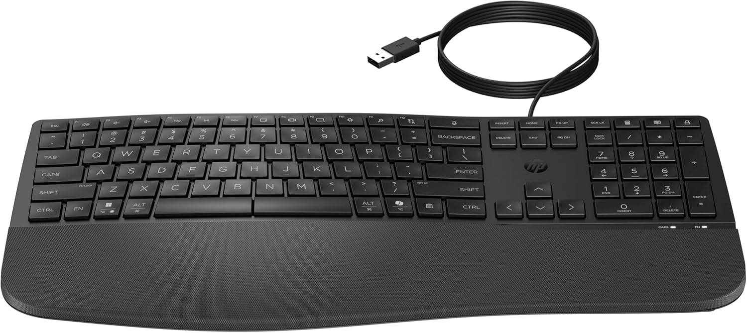 HP 480 Comfort Wired Keyboard with Cushioned Palm Rest