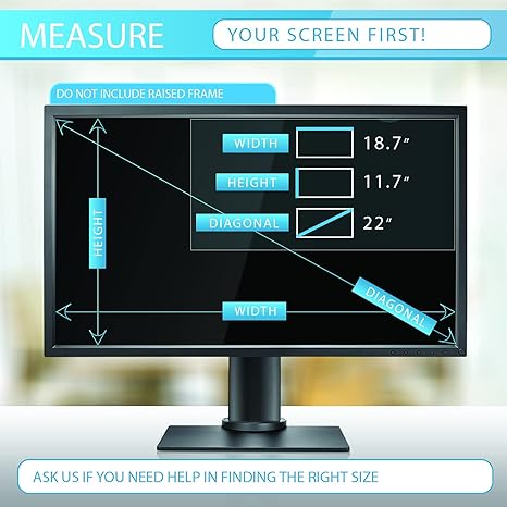 Privacy Screen Filter for 22" Desktop Monitor - 18.7" W x 11.7" H Screen Protector