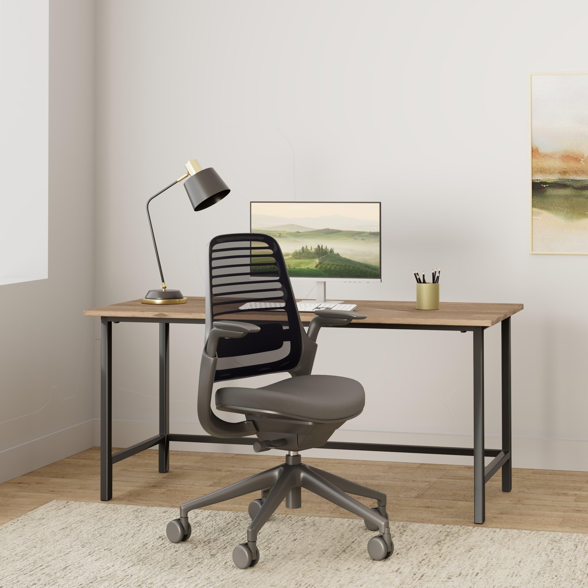 Steelcase Series 1 Office Chair - Ergonomic Work Chair with Wheels for Carpet - Helps Support Productivity - Weight-Activated Controls, Back & Arm Support - Easy Assembly - Graphite