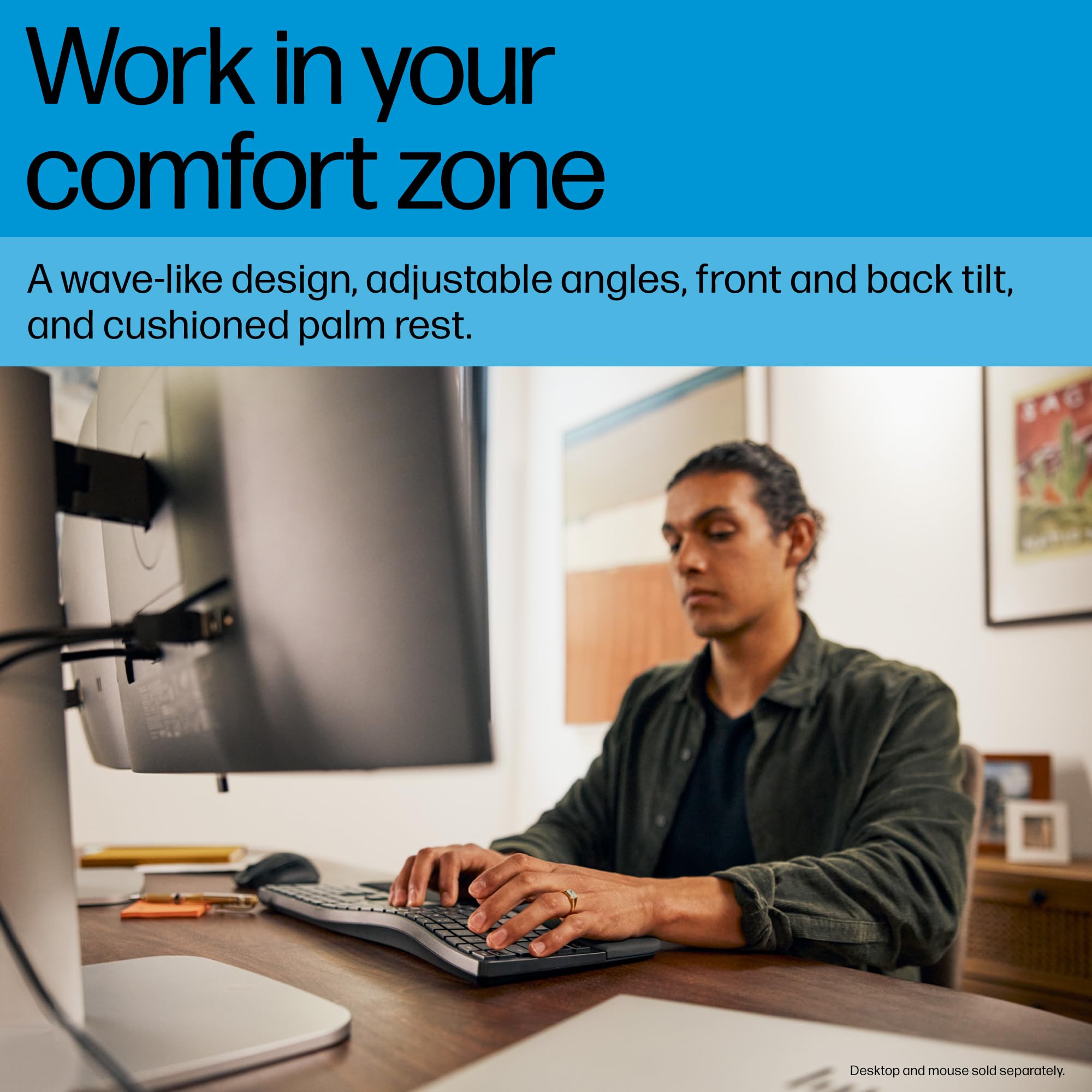 HP 680 Comfort Dual-Mode Keyboard, Microsoft Copilot, Adjustable, HP Unifying Dongle, 2.4G Bluetooth, Black, 8T6L8AA