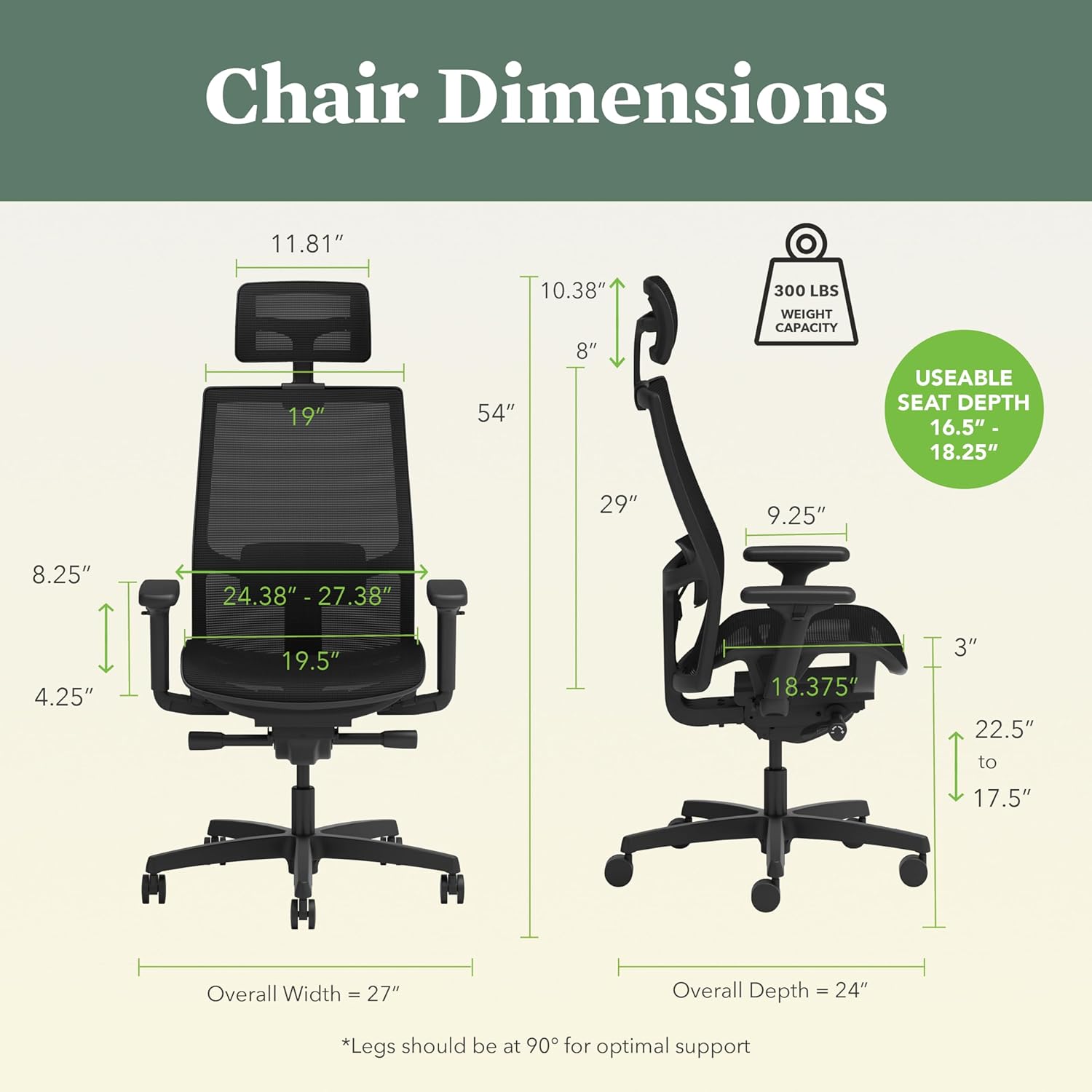 HON Ignition 2.0 Ergonomic Office Chair with Headrest, Adjustable Tilt, Swivel Wheels, Comfy for Long Hours, Home Office Desk Chairs
