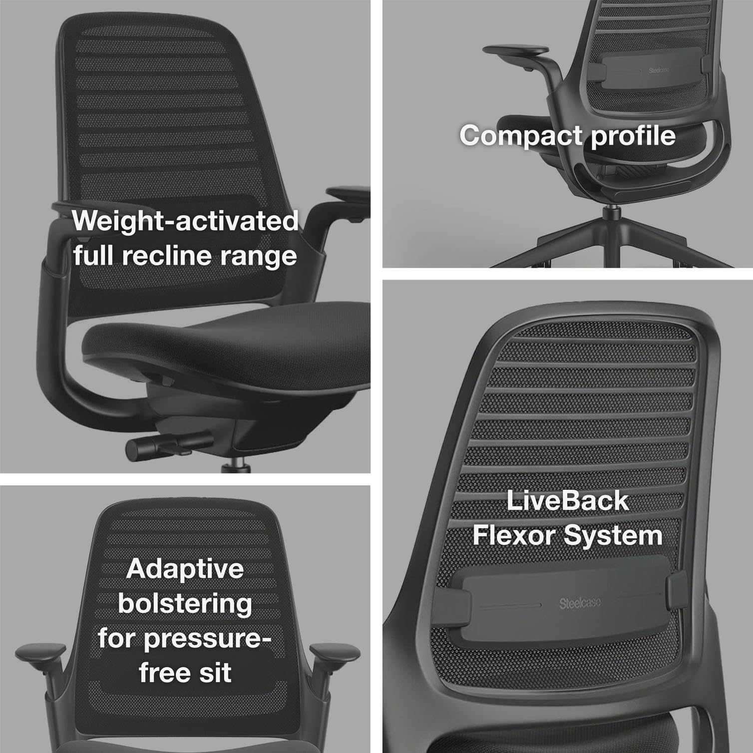 Steelcase Series 1 Office Chair - Ergonomic Work Chair with Wheels for Carpet - Helps Support Productivity - Weight-Activated Controls, Back & Arm Support - Easy Assembly - Graphite
