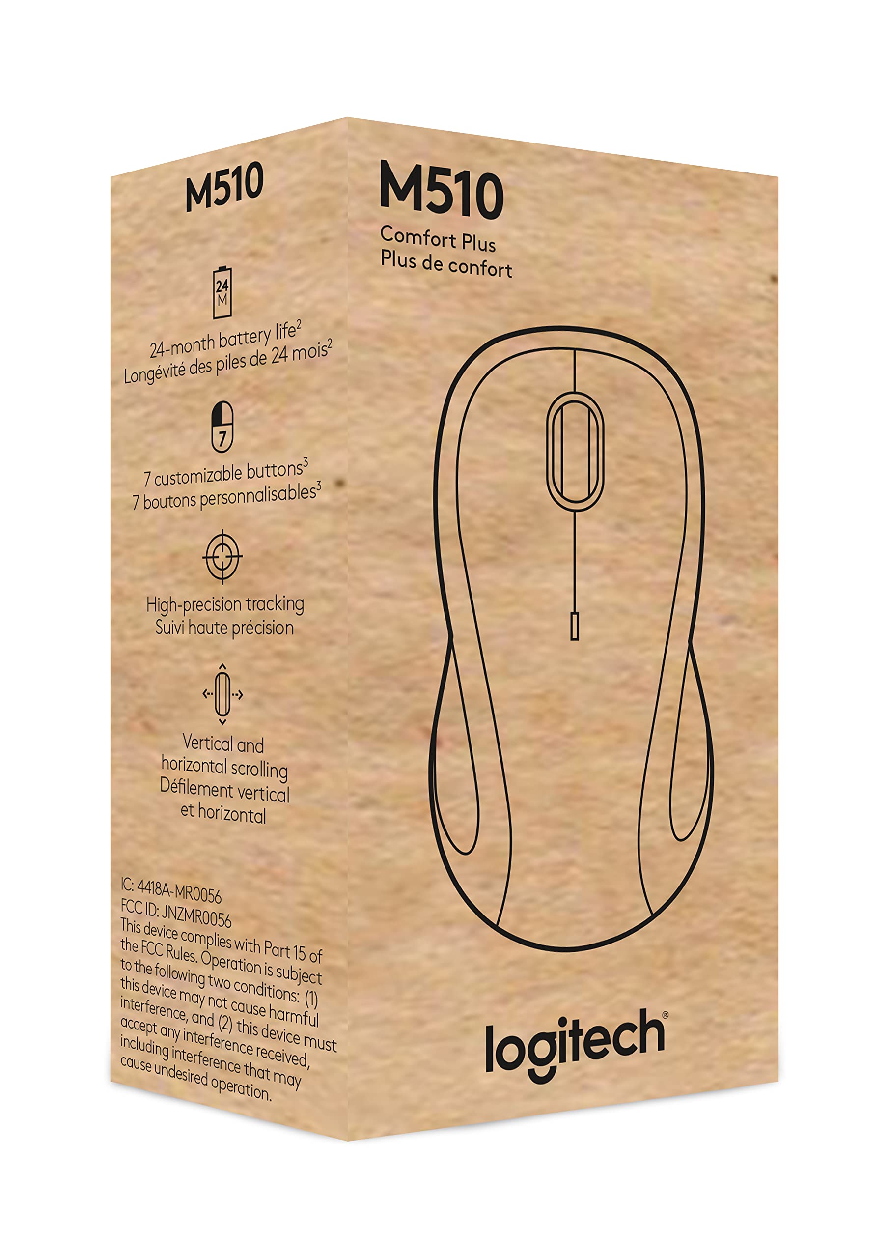 Logitech M510 Wireless Mouse, Mouse for Laptop and PC with USB Unifying Receiver, Programmable Buttons - Graphite