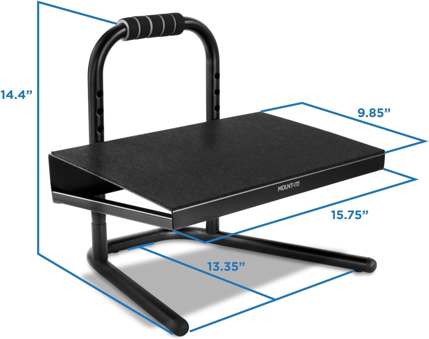 Mount-It! Height Adjustable Foot Rest for Standing and Sitting, Freestanding Under The Desk Footrest with Handle and Six Height Settings, Anti-Slip Padded Surface